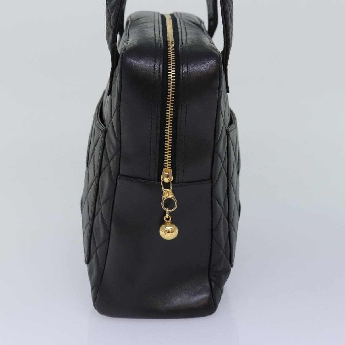 Chanel CHANEL Matelasse Coco Mark Hand Bag Lamb Skin Black Gold CC Size ONE SIZE - 4 Thumbnail