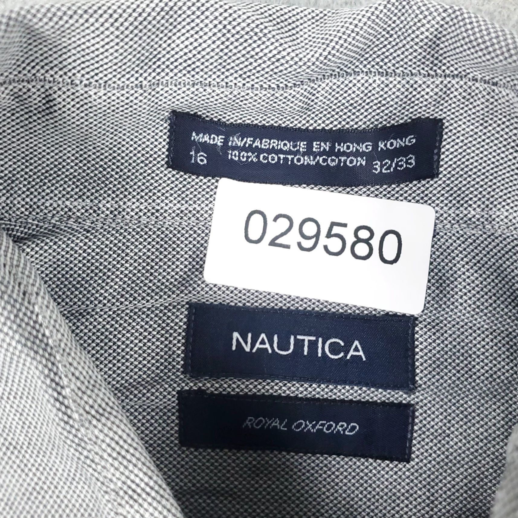 Nautica Nautica Dress Shirt Mens Size 16 Gray Button Up Long Sleeve Classic Business Casual Formal 100% Cotton Men's Shirt Size 42R - 6 Thumbnail