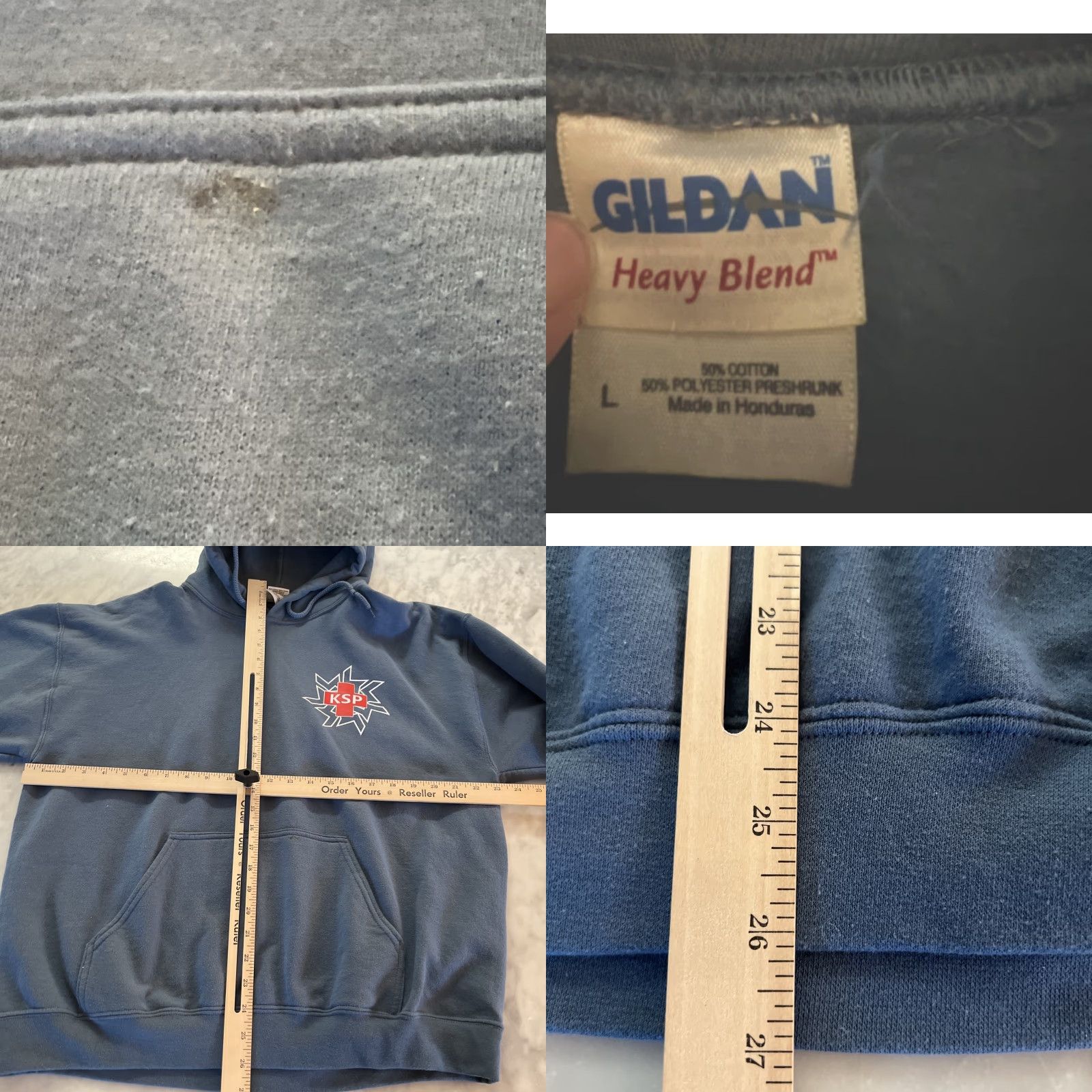 Gildan Keystone Ski Patrol Hoodie Sweatshirt Men’s Large Blue Pocket Graphics Dbl Side Size US L / EU 52-54 / 3 - 8 Thumbnail