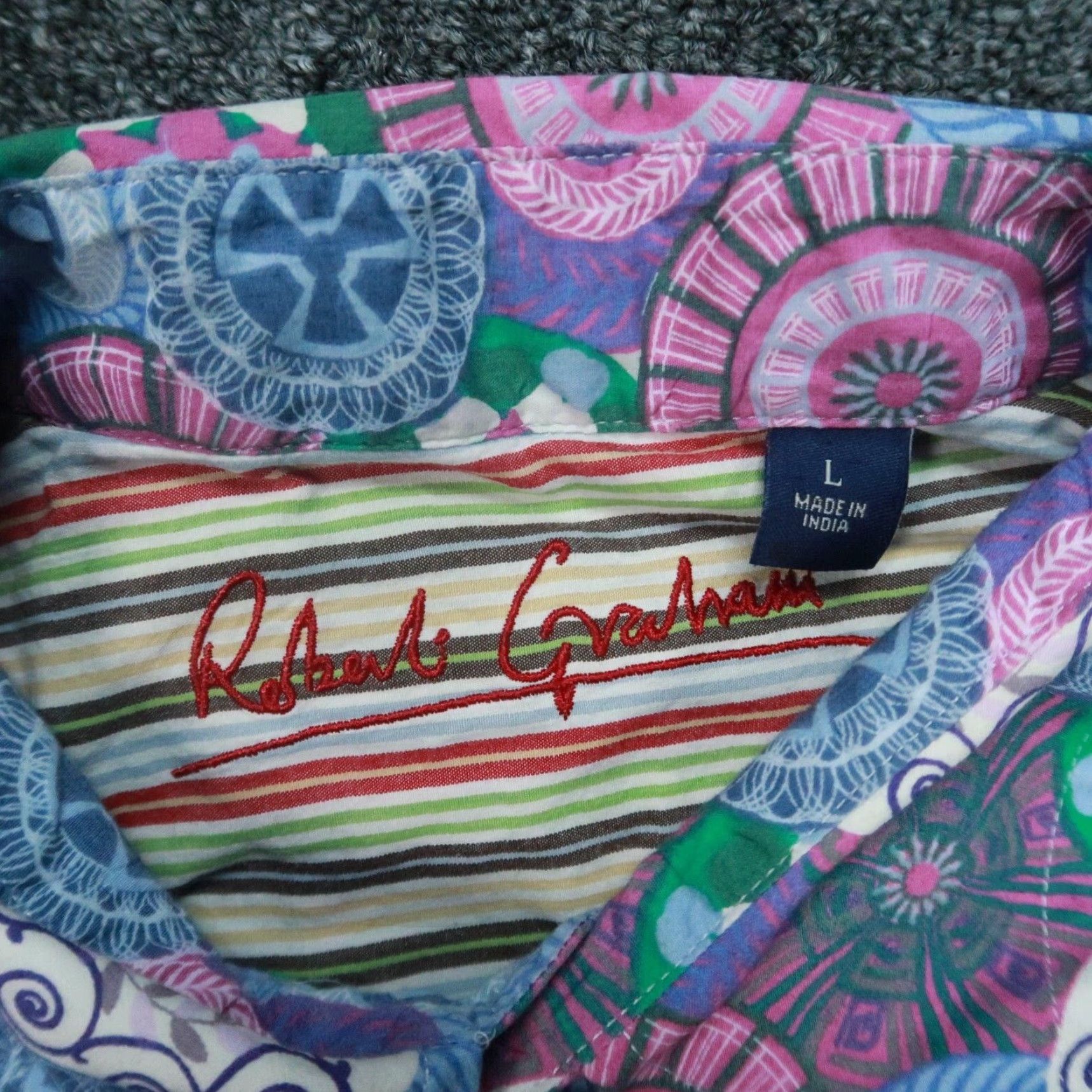 Robert Graham Robert Graham Shirt Mens Large Blue Purple Abstract Flip Cuff Colorful Button-Up Size US L / EU 52-54 / 3 - 3 Thumbnail