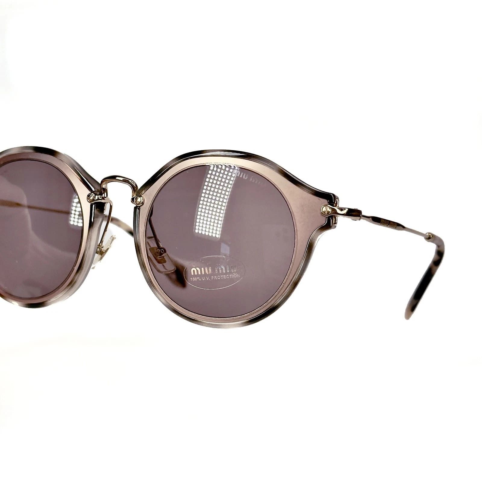 Miu Miu MIU MIU MU51SS NOIR 51S Sand Havana Rose Gold Sunglasses Size ONE SIZE - 4 Thumbnail