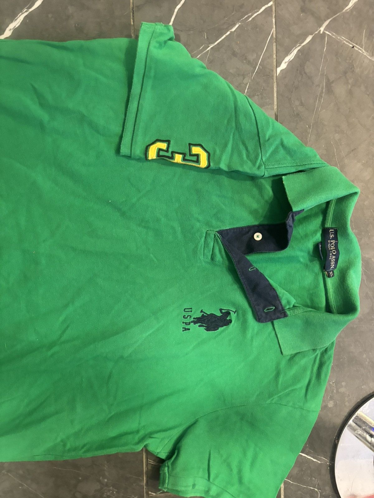 Polo Ralph Lauren Rare Green Yellow Number Stitch Polo Never Worn Size US XL / EU 56 / 4 - 1 Thumbnail