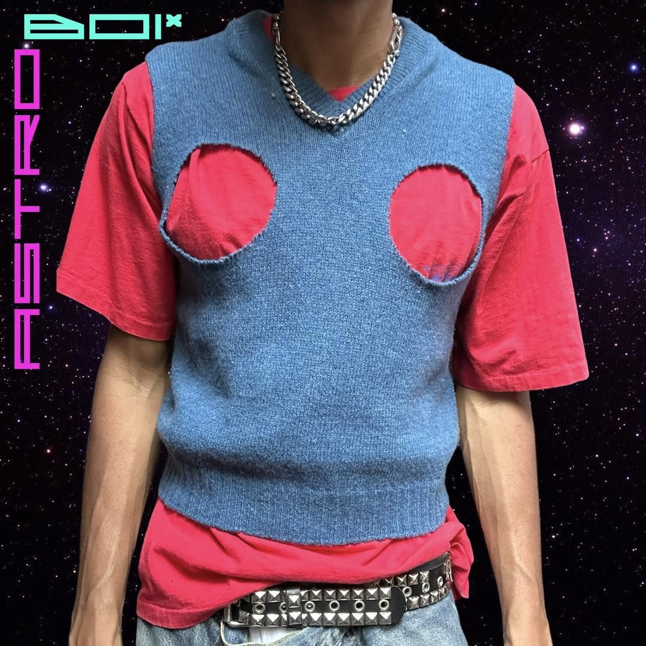 Other ASTROBOI* BLUE CUT OUT KNIT SWEATER VEST _ MEDIUM Size US M / EU 48-50 / 2 - 2 Thumbnail