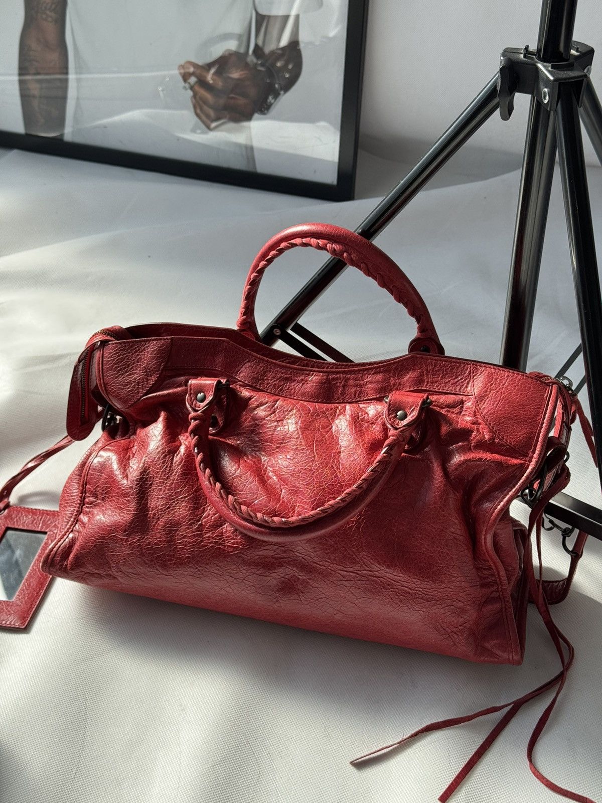 Balenciaga Authentic Balenciaga Red City Bag Real Leather Handbag Size ONE SIZE - 4 Thumbnail