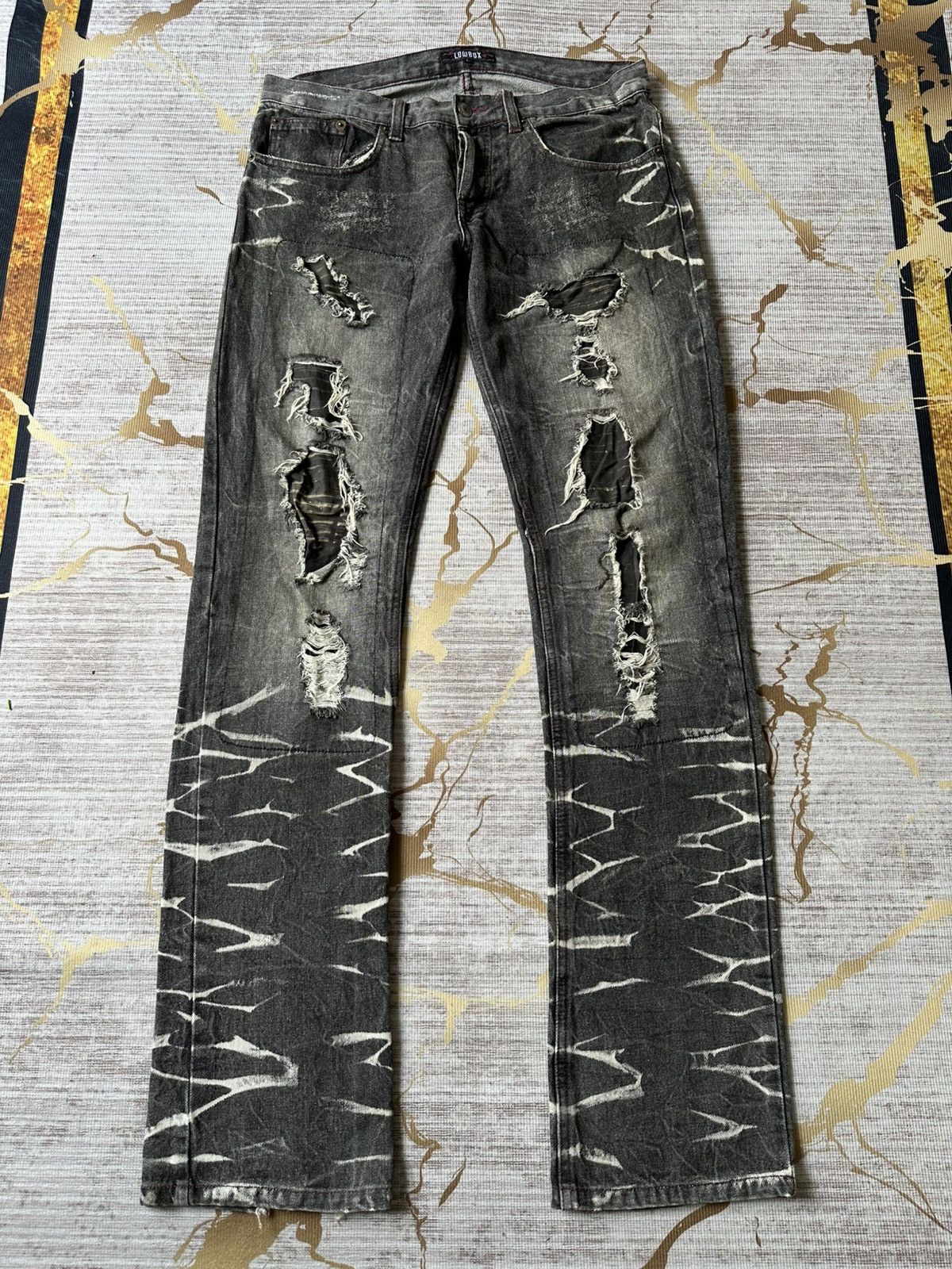 Tornado Mart LOWBOX Claw Marks Distressed Design Denim Size US 33 - 2 Thumbnail