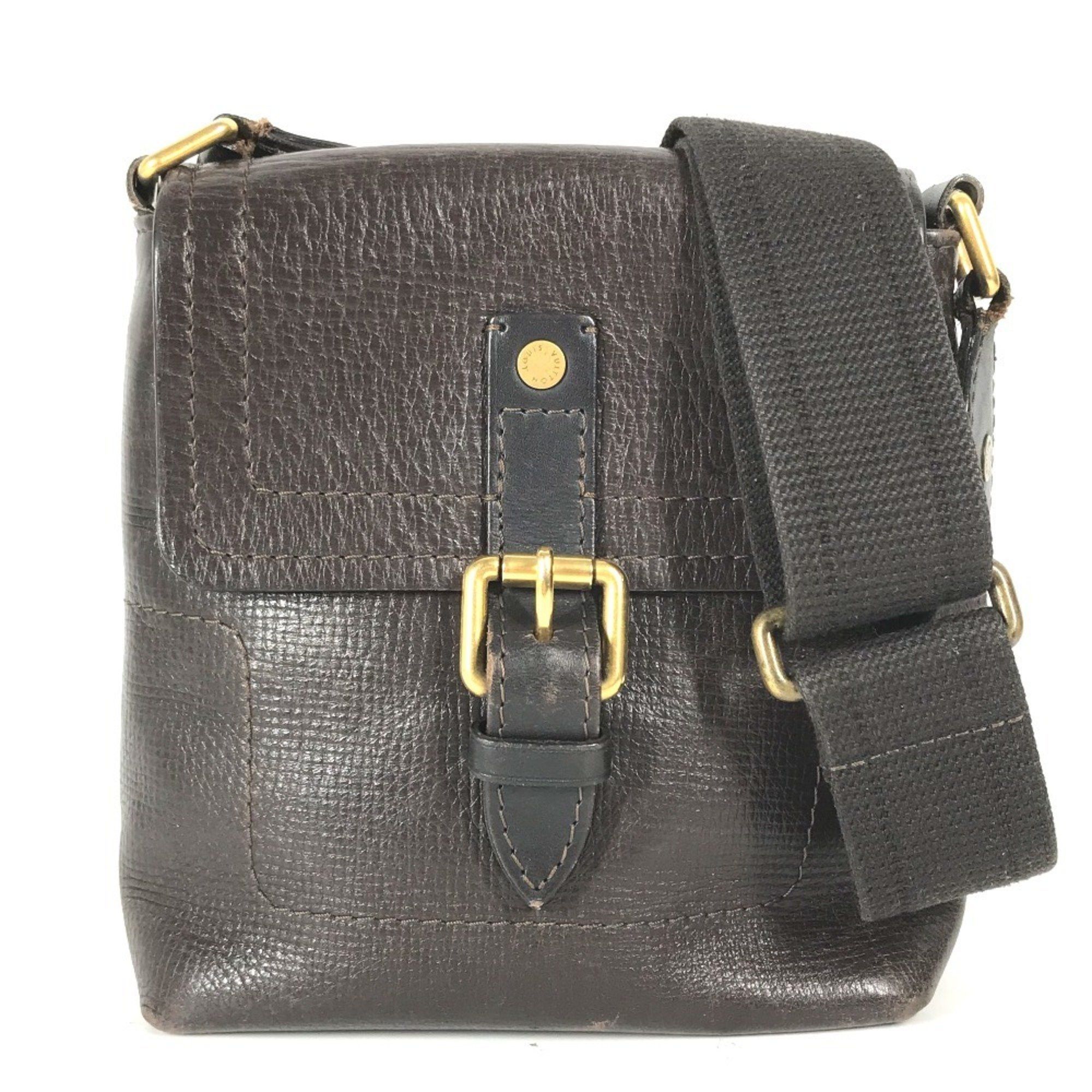 Louis Vuitton M92995 Utah Yuma Bag Crossbody Messenger Shoulder Leather Women's Cafe Brown
