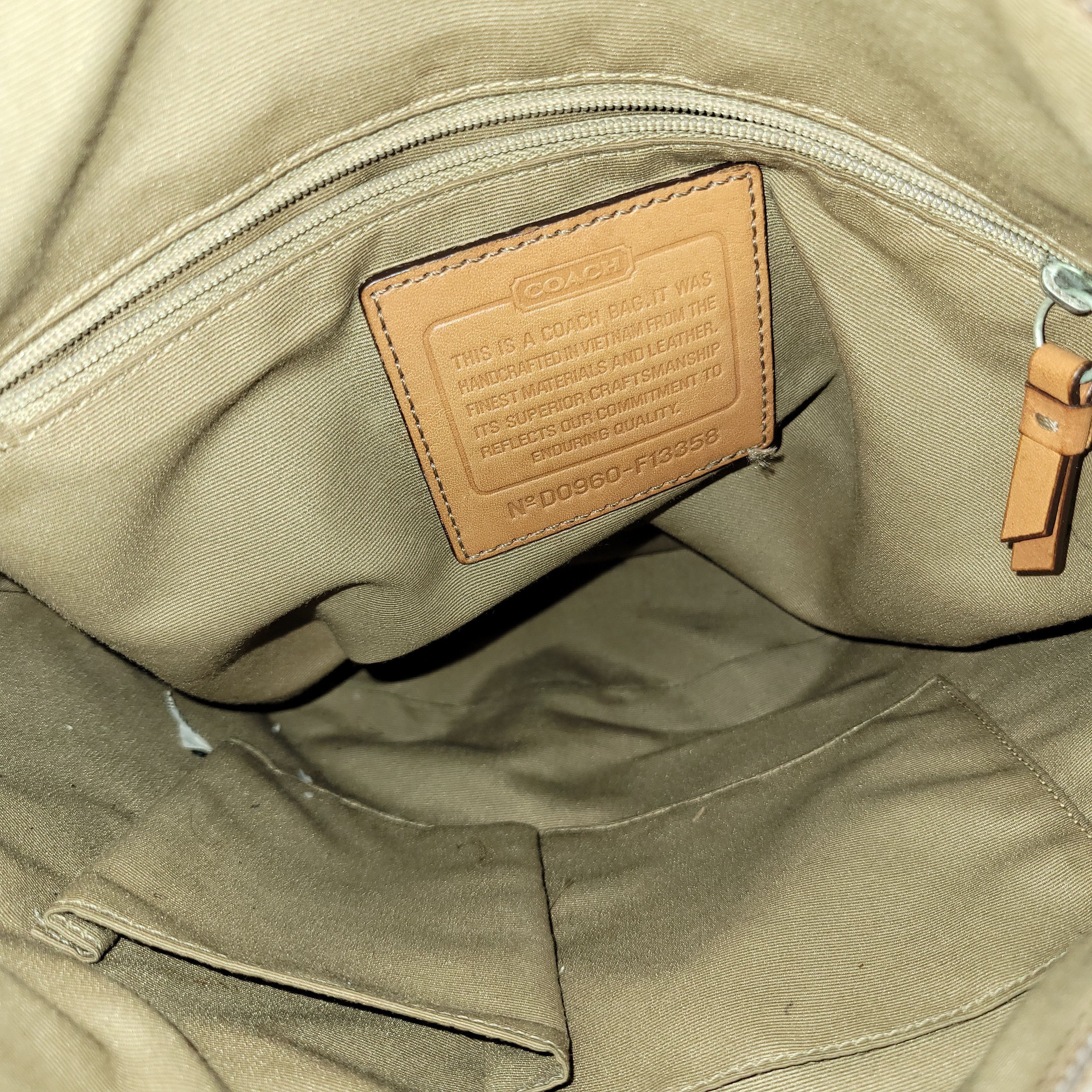 Coach Coach F13358 Brown Canvas Leather Trim Hobo Shoulder Bag Size ONE SIZE - 11 Thumbnail