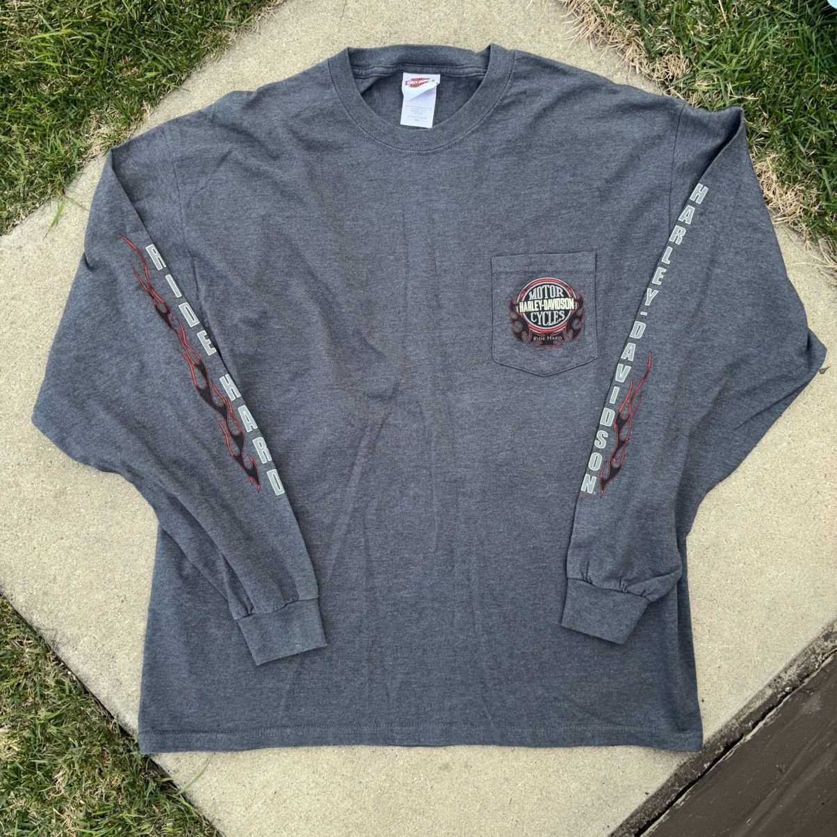 Harley Davidson × Vintage Vintage Harley Davidson Beartooth, Montana Flames Shirt Size US XL / EU 56 / 4 - 1 Thumbnail