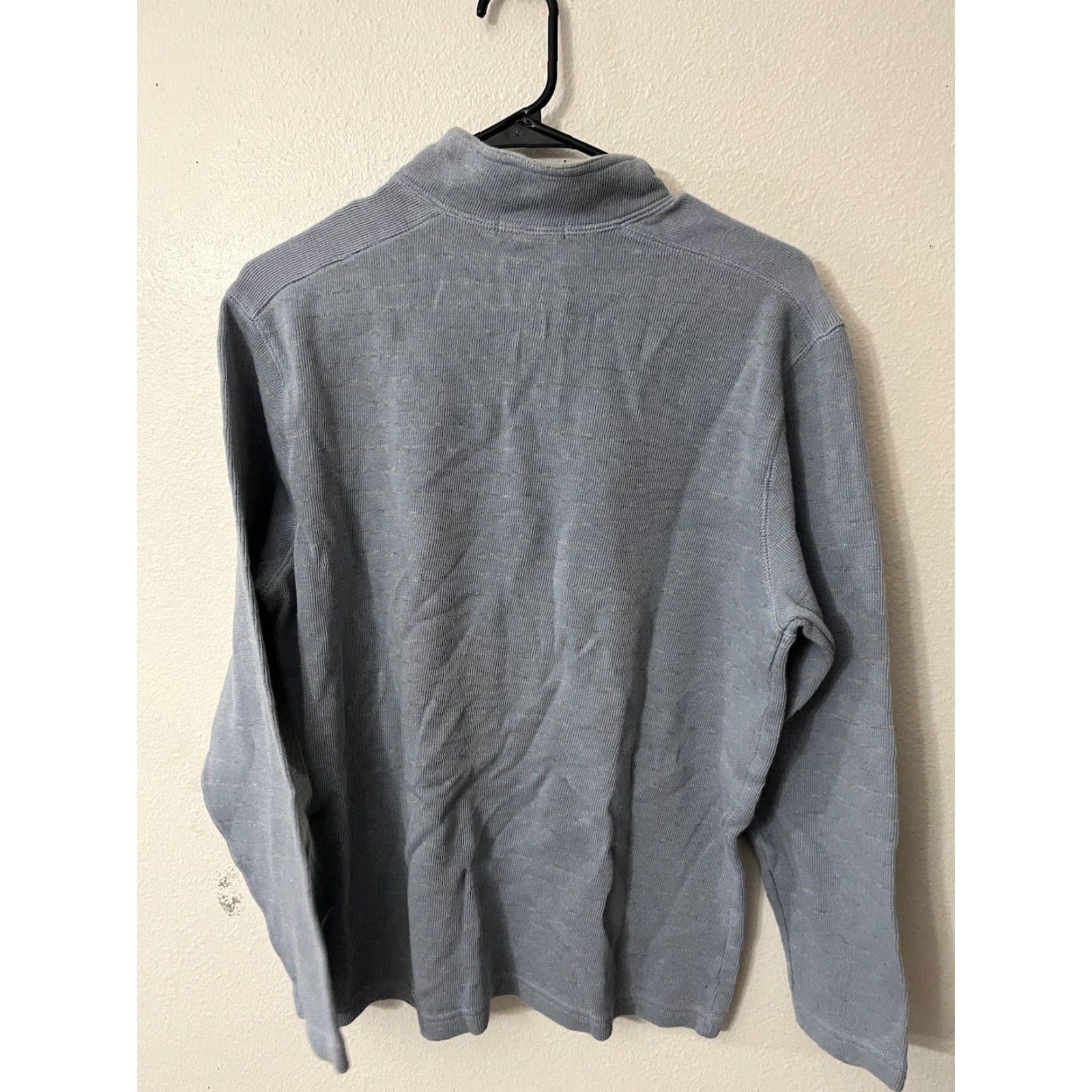 Alfani VINTAGE Alfani Sweater Shirt 1/4 Zip Mens Medium Blue Striped Cotton Pullover Zipper 90s Mens Size 40R - 2 Thumbnail