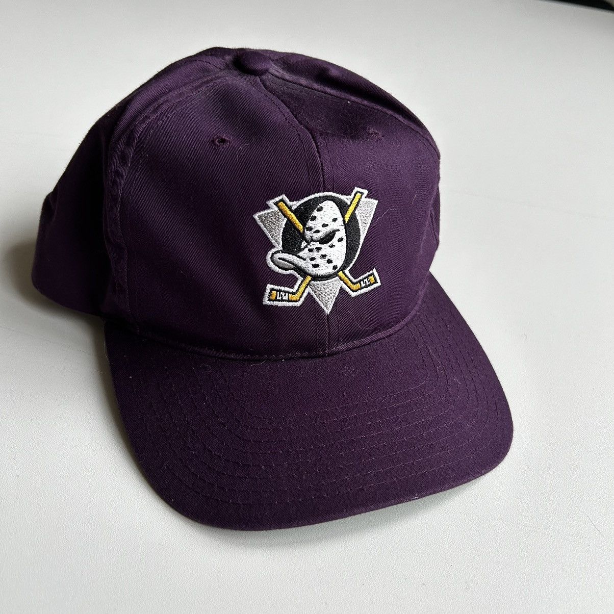 image of Nhl x The Mighty Ducks Vintage 90's Anaheim Mighty Ducks Embroidered Snapback in Purple, Men's