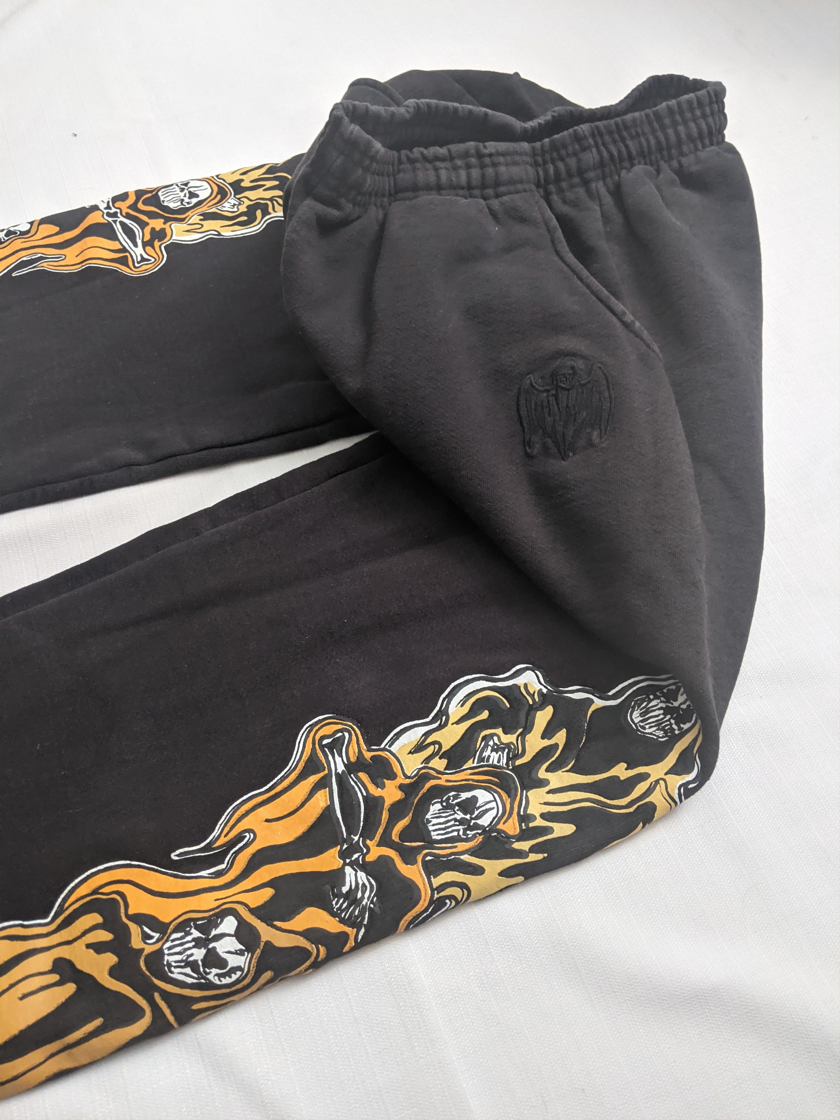Warren Lotas Three Reaper Sweatpants Black Yellow Size US 27 - 7 Thumbnail
