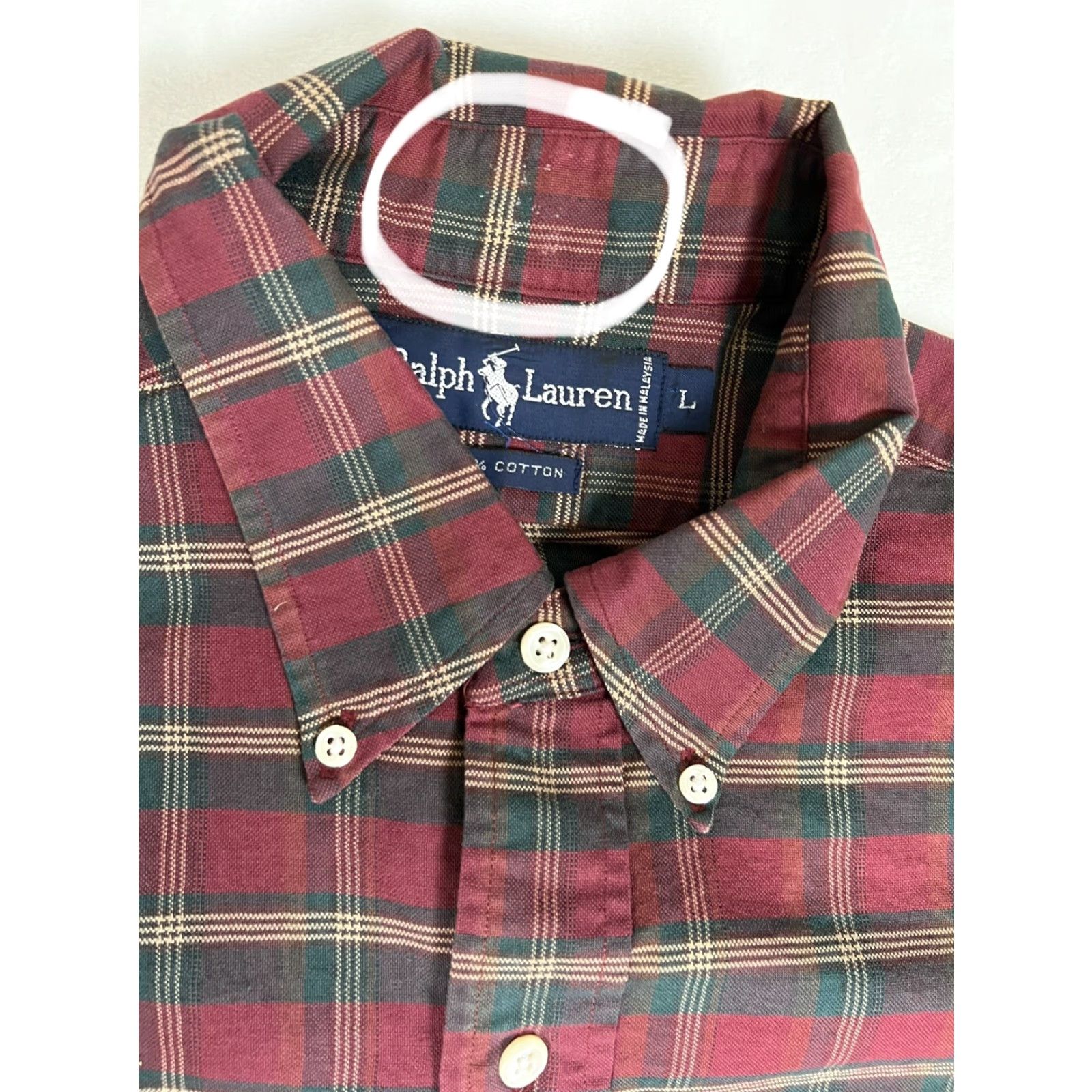 Polo Ralph Lauren VINTAGE Ralph Lauren Button-Up Plaid Long Sleeve Shirt Red Green Tan 2XL Men Size US XXL / EU 58 / 5 - 5 Thumbnail