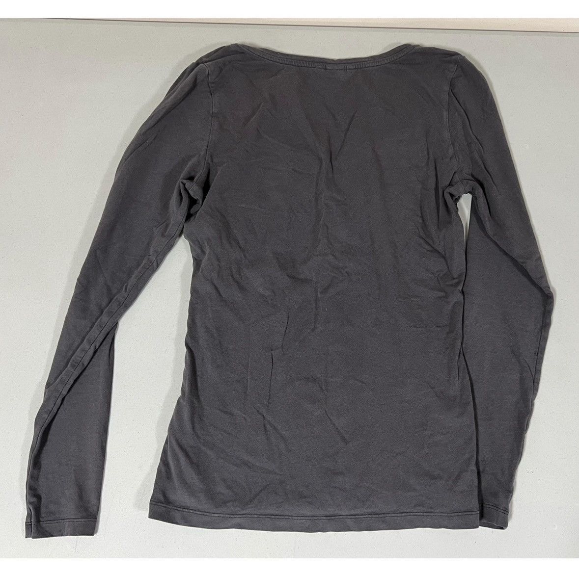 Vintage Gray Grey Scoop-Neck Long Sleeve Tee T-Shirt Top Size M ⛓️ Size M / US 6-8 / IT 42-44 - 3 Thumbnail