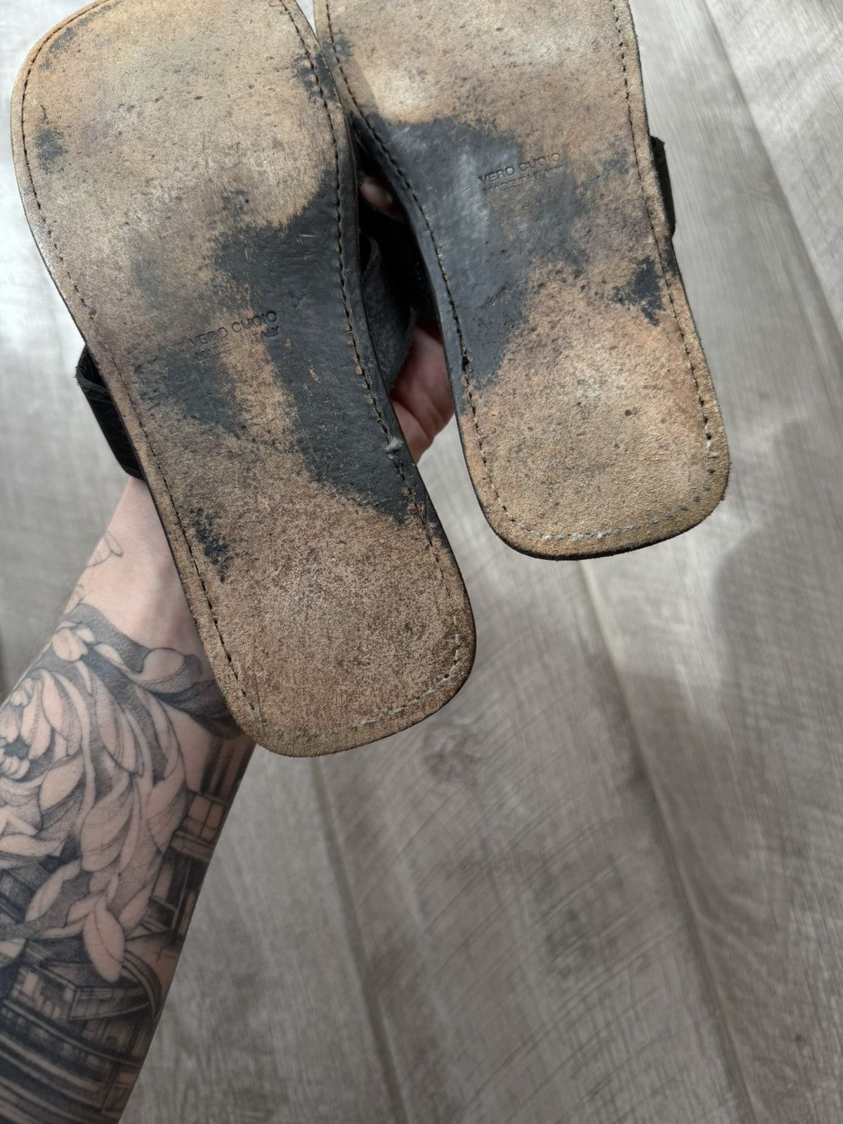 Rundholz Rundholz Vintage Leather Avant Garde Gothic Slide Slippers Size US 5.5 / EU 38 - 8 Thumbnail