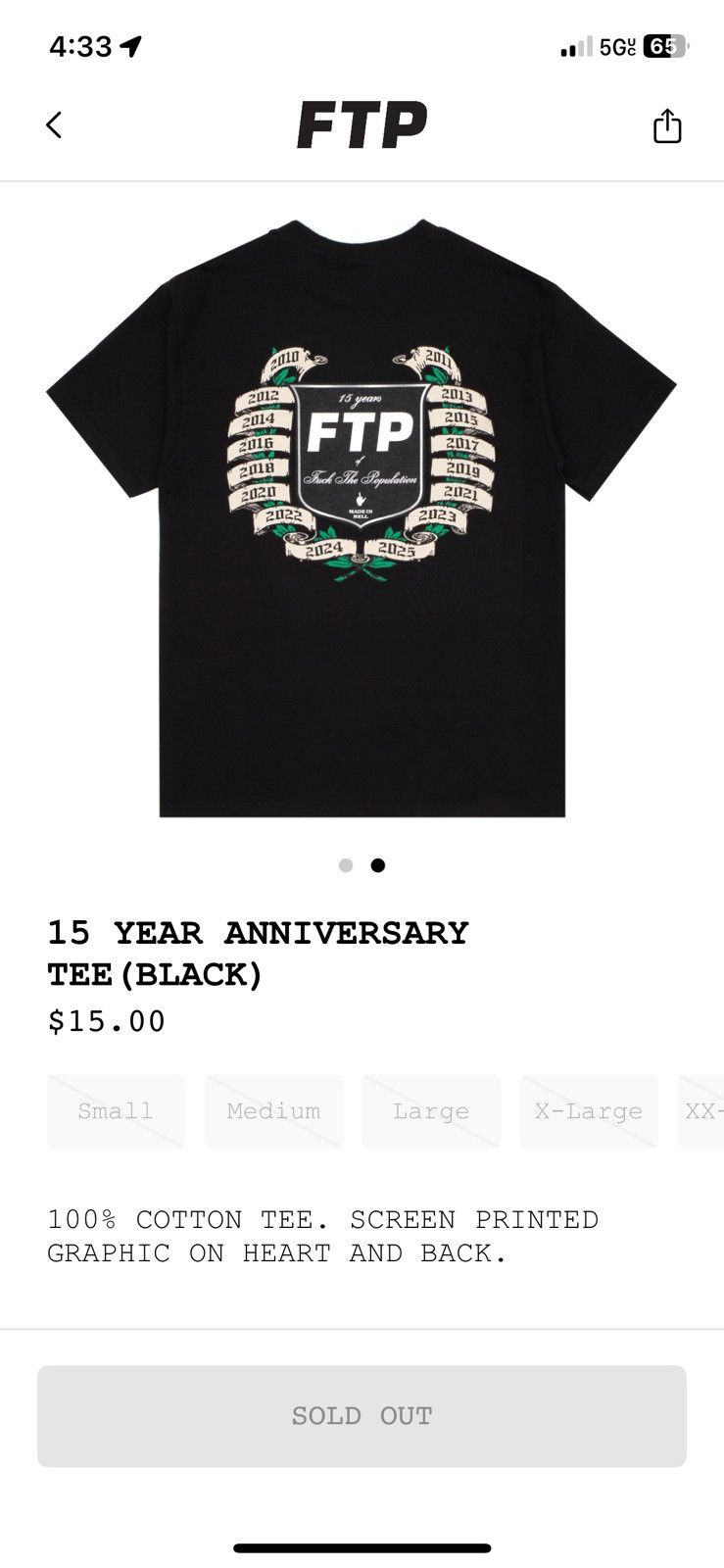 Fuck The Population FTP 15 Year Anniversary T Size US M / EU 48-50 / 2 - 1 Thumbnail