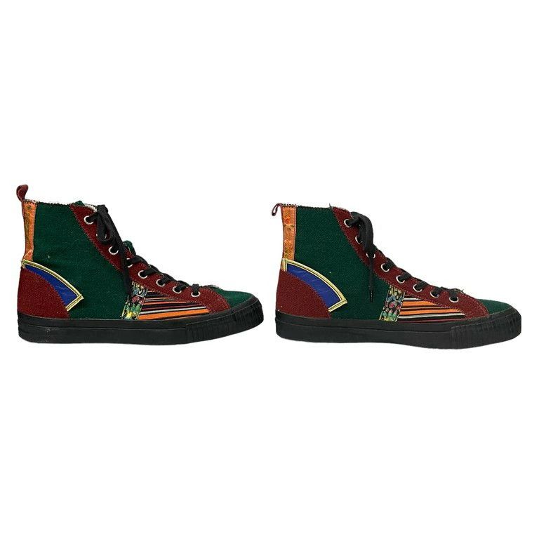 Yohji Yamamoto Yohji Yamamoto 95AW Wool Leather Patchwork High-Top Sneakers Size US 11.5 / EU 44-45 - 4 Thumbnail