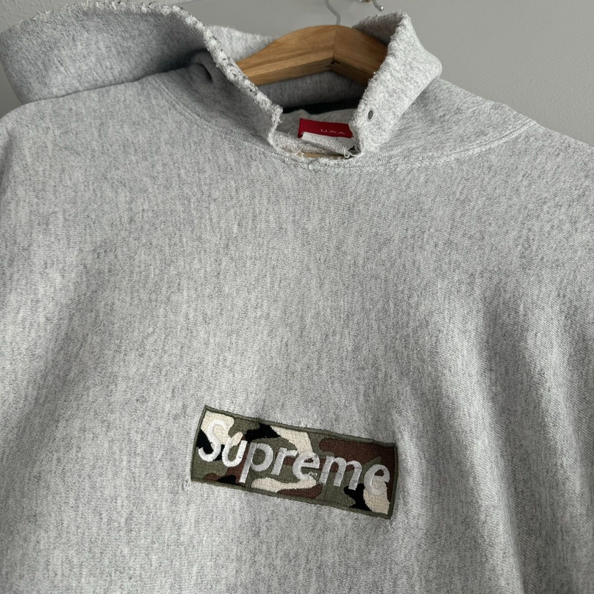 1995 Supreme 1st Anniversary Camo / Grey Box Logo Hoodie