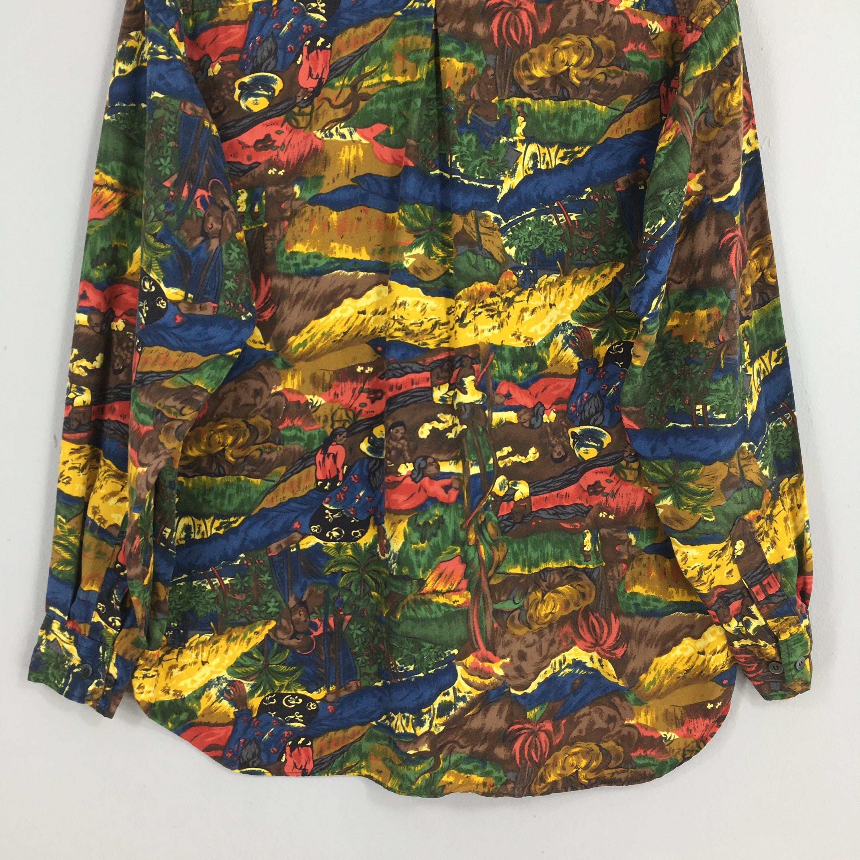 Japanese Brand 1970s Saburoku Japan Funky Abstract Jungle People Shirt M Size US M / EU 48-50 / 2 - 9 Thumbnail