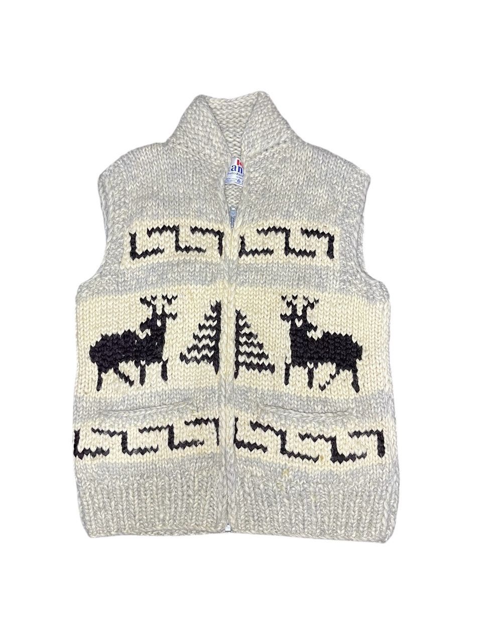 Vintage Kanata 'Deer' Virgin Wool Vest Full Zipper