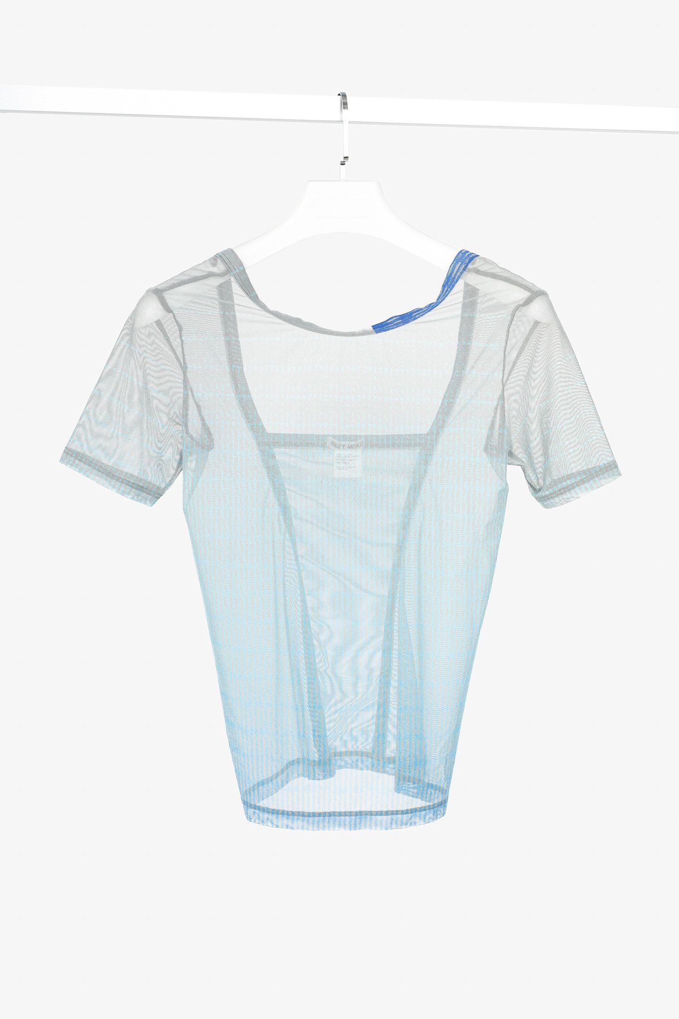 Issey Miyake Issey Miyake Blue Printed Sheer Mesh Top Size L / US 10 / IT 46 - 1 Thumbnail
