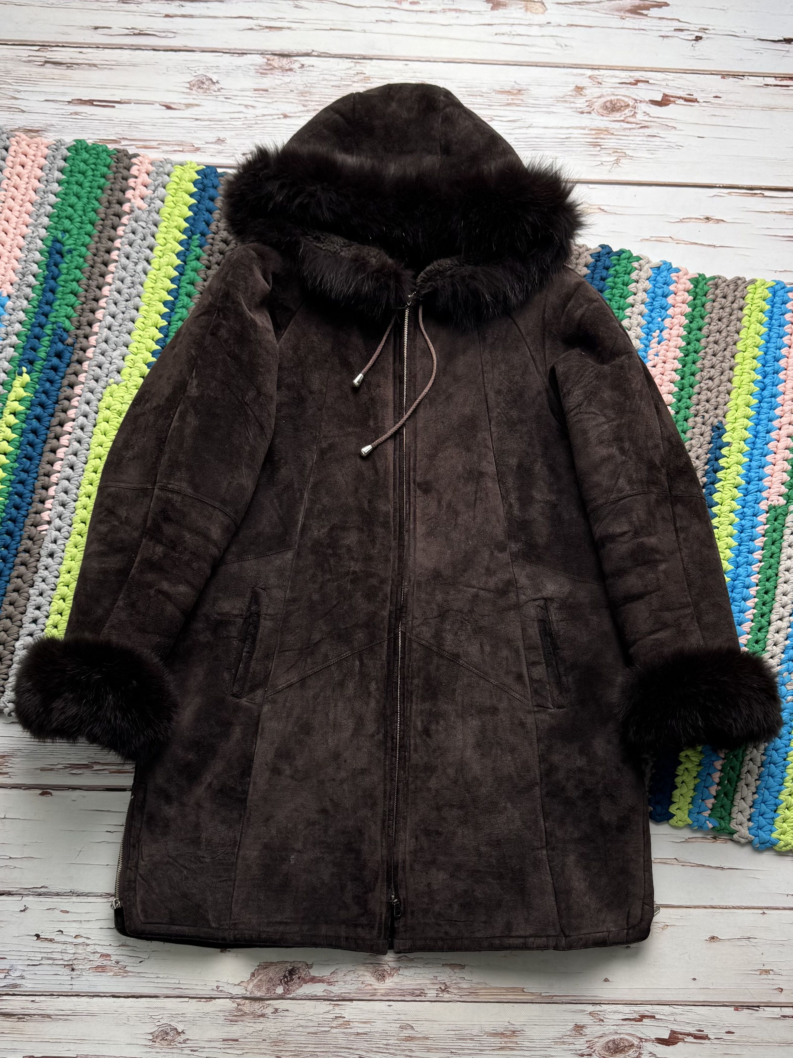 Vintage Vintage Shearling Sheepskin Coat Suede Hooded Winter Y2K Size XL / US 12-14 / IT 48-50 - 6 Thumbnail