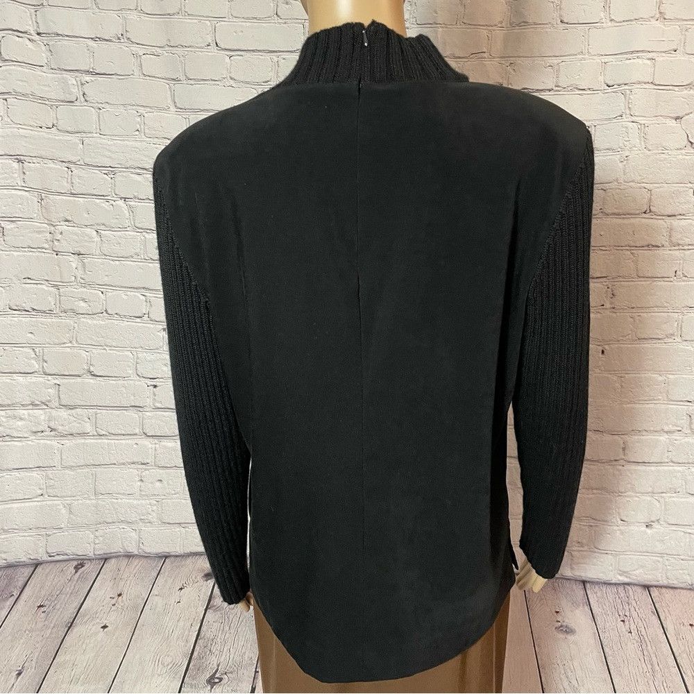 Talbots Vintage Talbots Black Faux Suede Wool Knit Sleeve Sweater S Size XL / US 12-14 / IT 48-50 - 4 Thumbnail