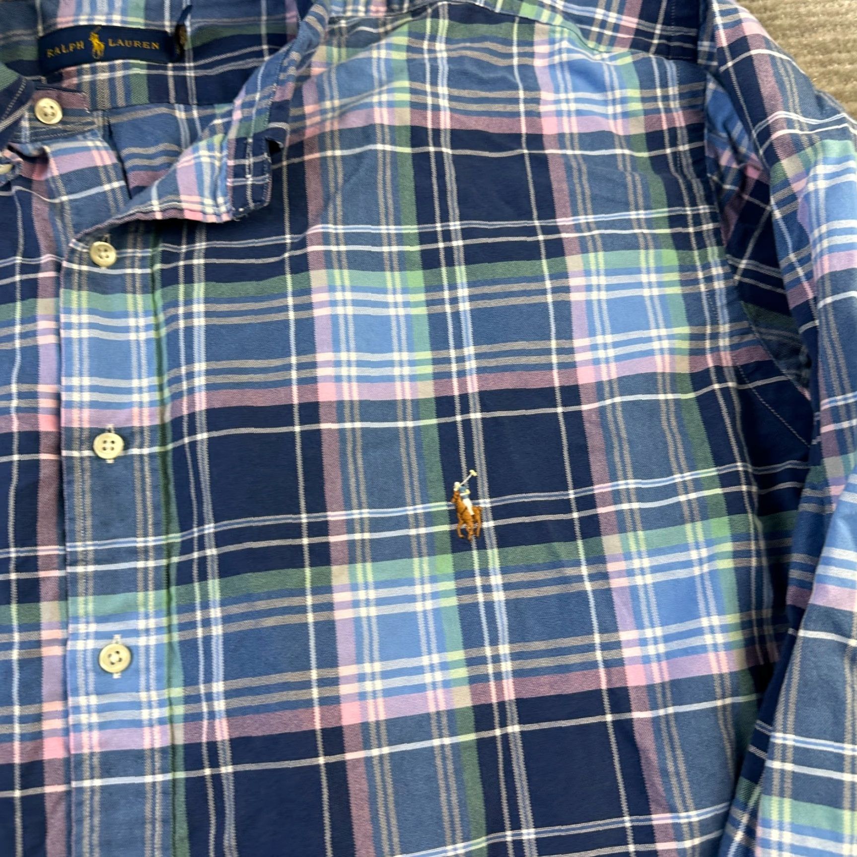 Polo Ralph Lauren Polo Ralph Lauren Shirt Mens 3XB 3XL Big Blue Button Up Pony Oxford Plaid Size US XXL / EU 58 / 5 - 4 Thumbnail