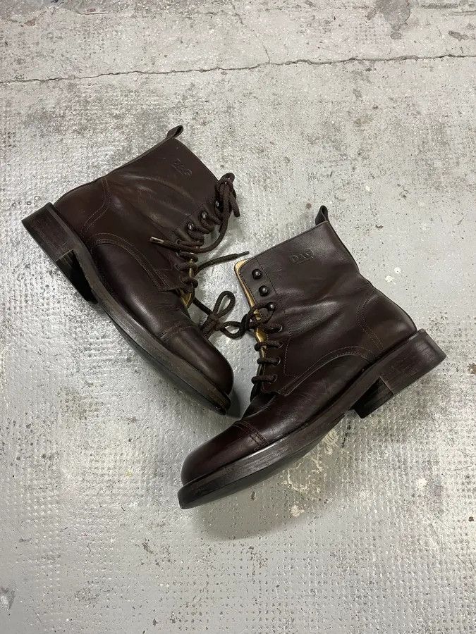 Dolce & Gabbana 2000s Dolce & Gabbana Brown Leather Combat Boots Size US 7.5 / EU 40-41 - 3 Thumbnail