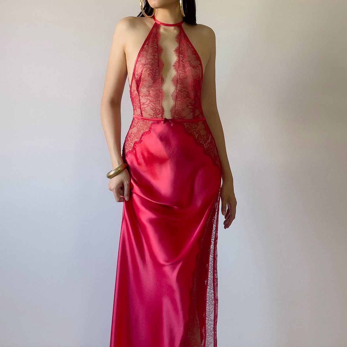 Victoria's Secret VS Red Satin & Lace Slip Gown (XS-S) Size S / US 4 / IT 40 - 7 Thumbnail