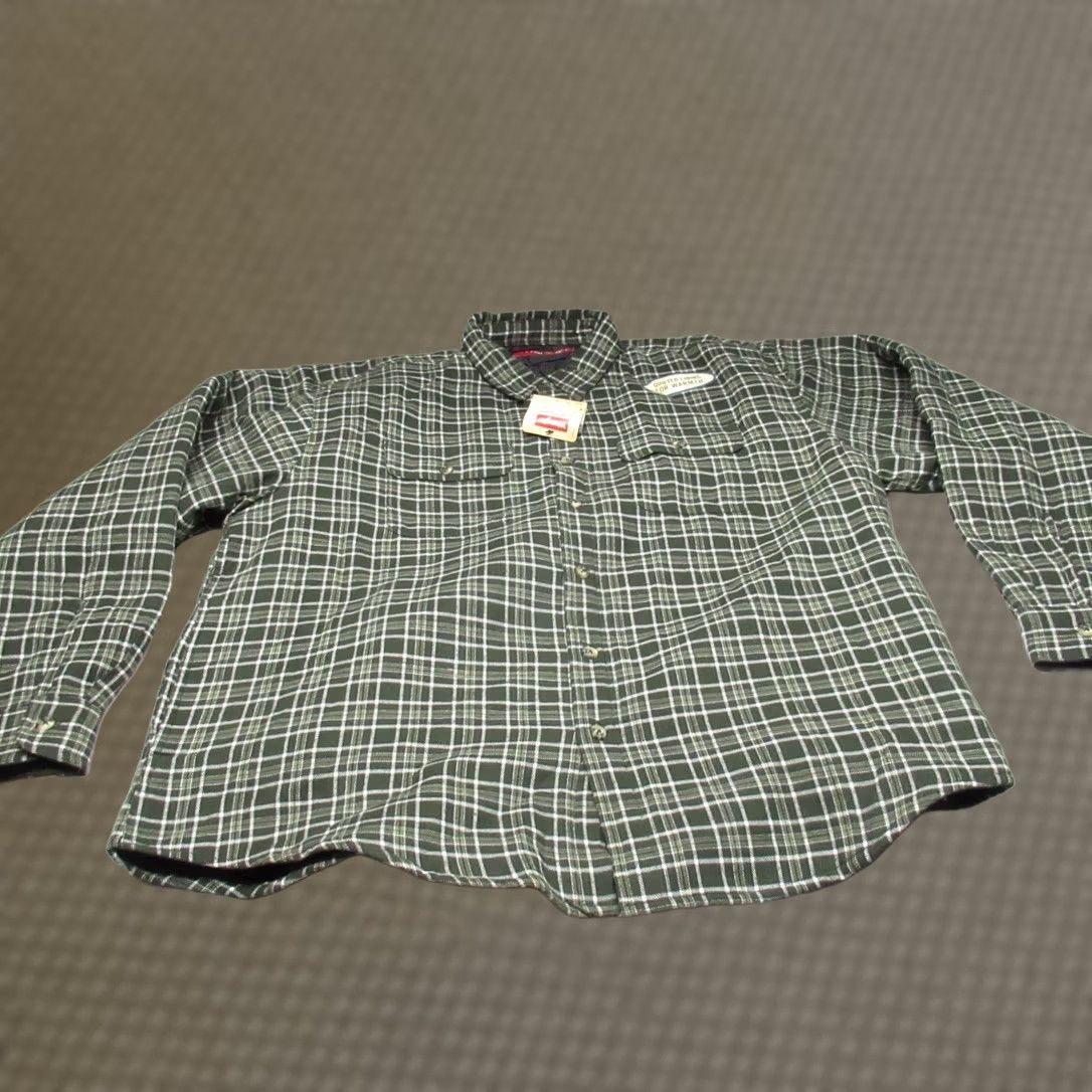 Wrangler VINTAGE Wrangler Flannel Jacket Men XL Green Plaid Quilt Lined Flannel Button Warm NEW Size US XL / EU 56 / 4 - 1 Thumbnail