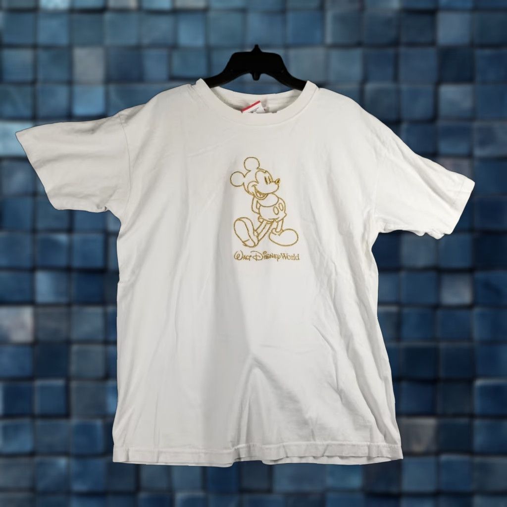 Disney VINTAGE Walt Disney World White Shirt Mens Large Mickey Mouse Embroidered Graphic Tee 90s Size US L / EU 52-54 / 3 - 1 Thumbnail