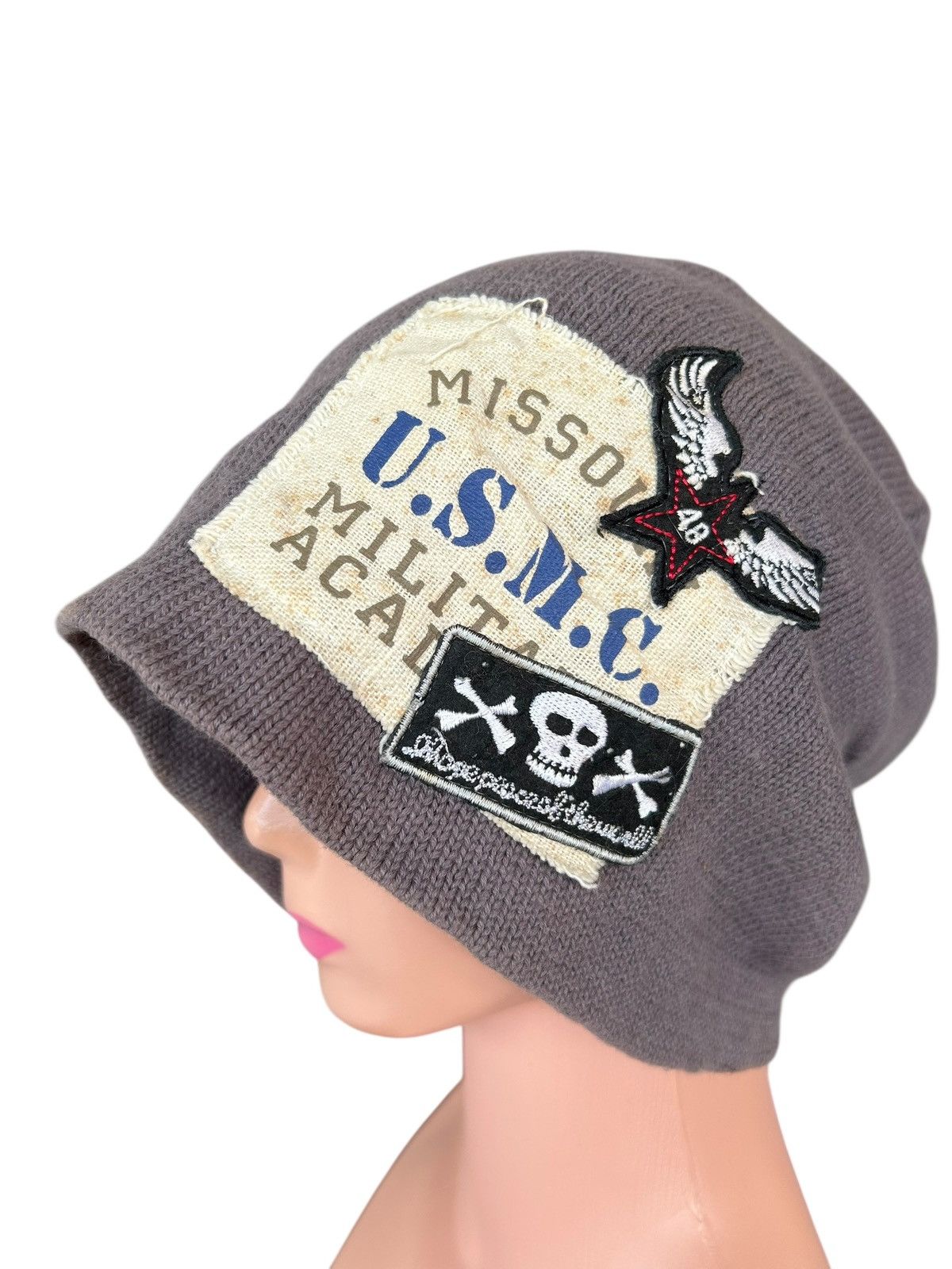 Japanese Brand × Kapital × Vintage Sunfaded Skull U.S.M.C big Beanie Hats Size ONE SIZE - 3 Thumbnail