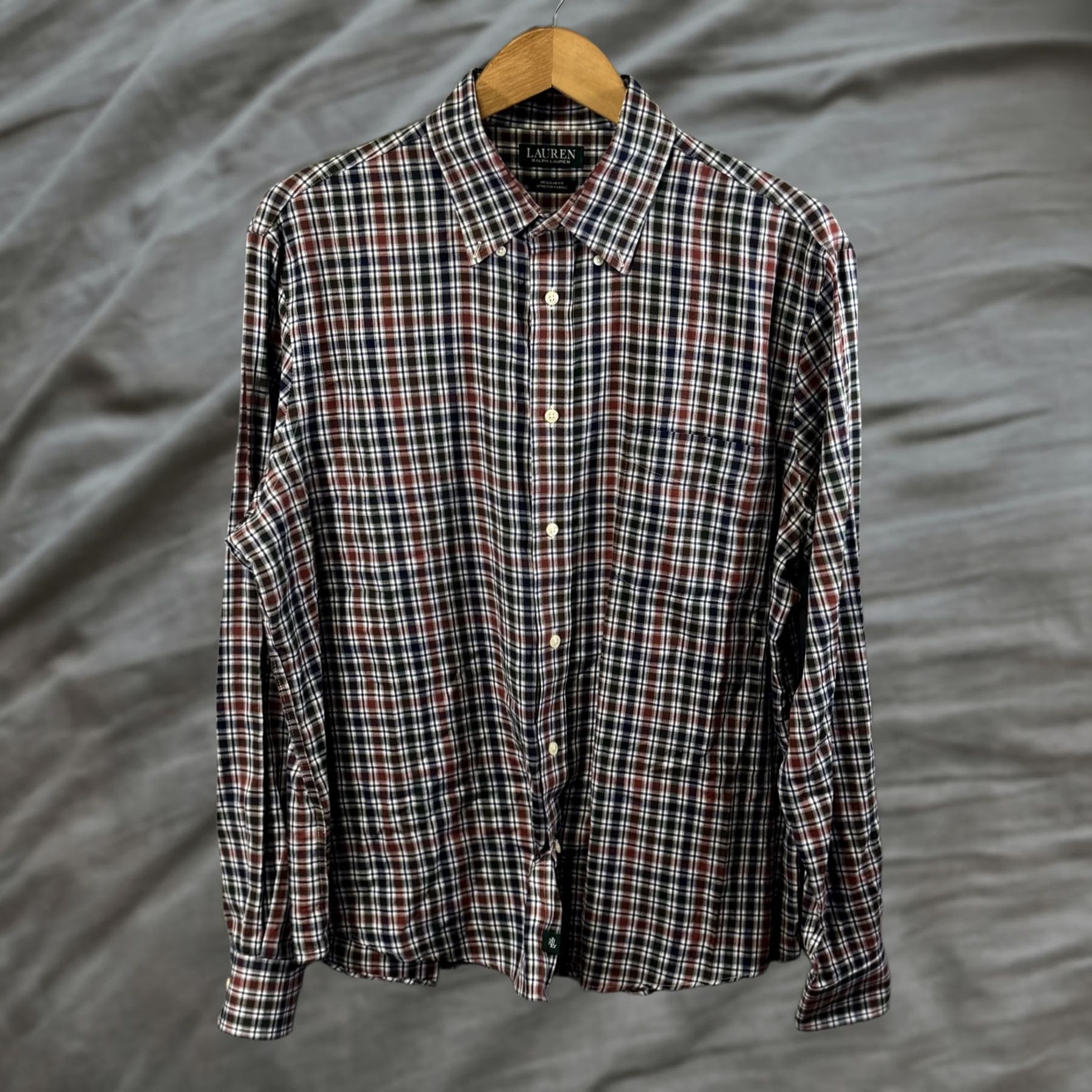Ralph Lauren VINTAGE? No. Lauren Ralph Lauren Shirt Mens Large Plaid Button Down Long Sleeve Stretch Size US M / EU 48-50 / 2 - 1 Thumbnail