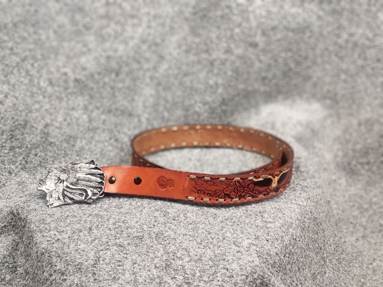 Vintage Vintage Cintos Imperial Bergamot Brass Western Leather Belt Size ONE SIZE - 7 Thumbnail