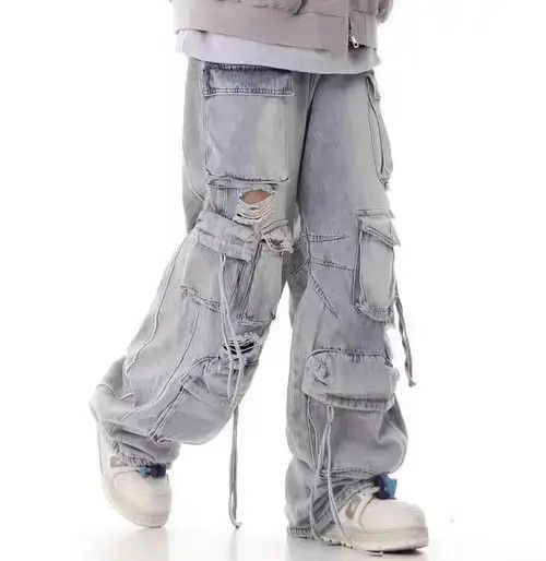 Japanese Brand VIBE Street hip hop grunge ripped wide leg jeans Size US 32 / EU 48 - 3 Thumbnail