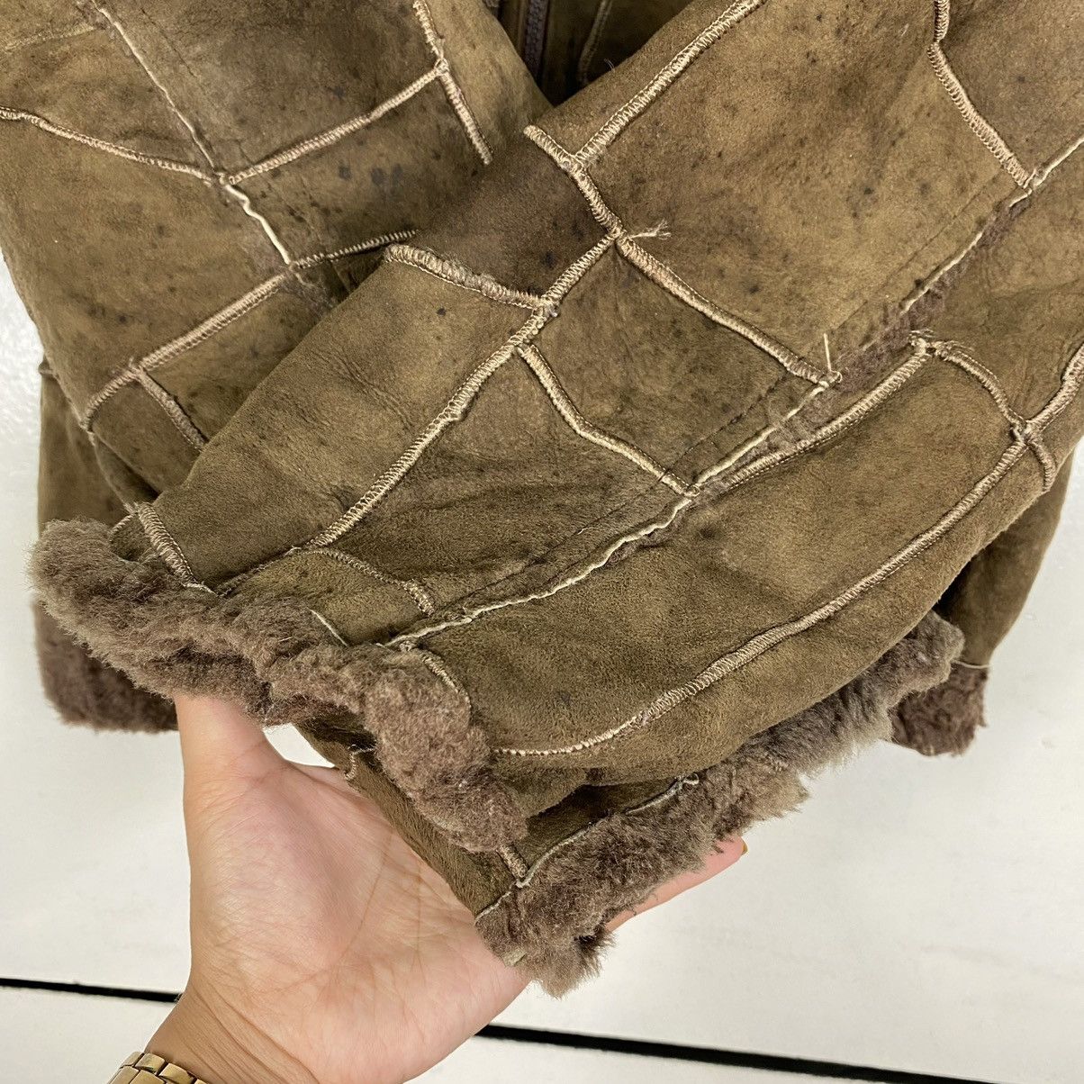 Japanese Brand Patchwork Sherpa Jacket Mink Fur Cropped Coat Size US M / EU 48-50 / 2 - 8 Thumbnail