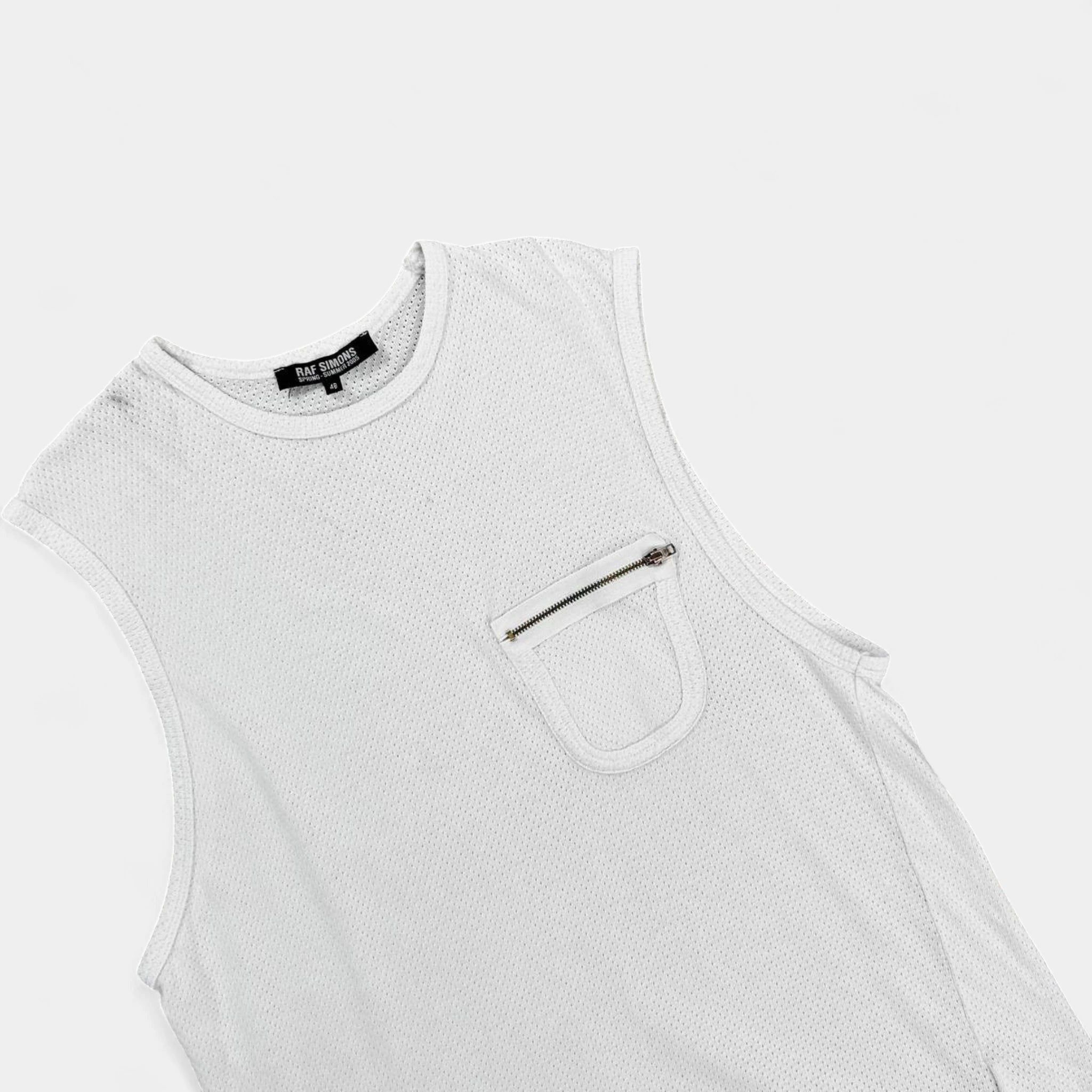 Raf Simons Raf Simons 2005 Zipper-Pocket Sleeveless White Tank Top Size US M / EU 48-50 / 2 - 2 Thumbnail