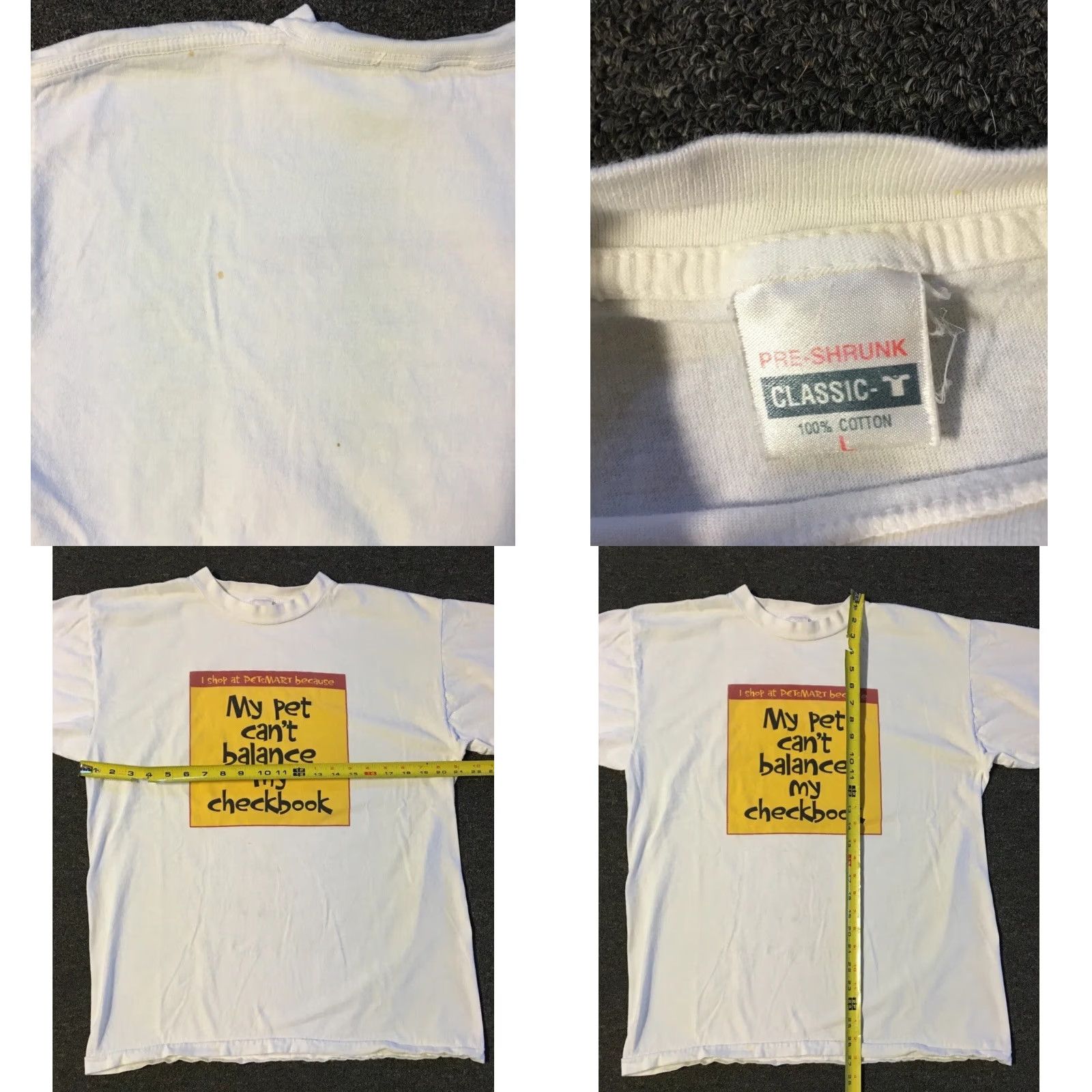 Vintage VINTAGE My Pet Can’t Balance My Checkbook Faded Shirt M White Dog Grunge Hip Hop Funny T-Shirt Mens Size US M / EU 48-50 / 2 - 9 Thumbnail