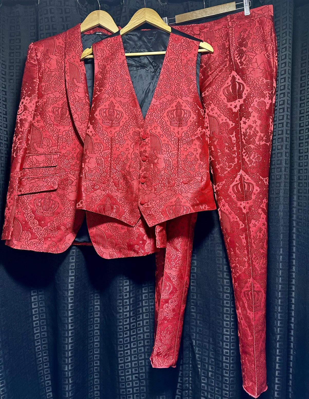 Dolce & Gabbana Dolce & Gabbana sicilia red jacquard suit Size 50L - 1 Thumbnail