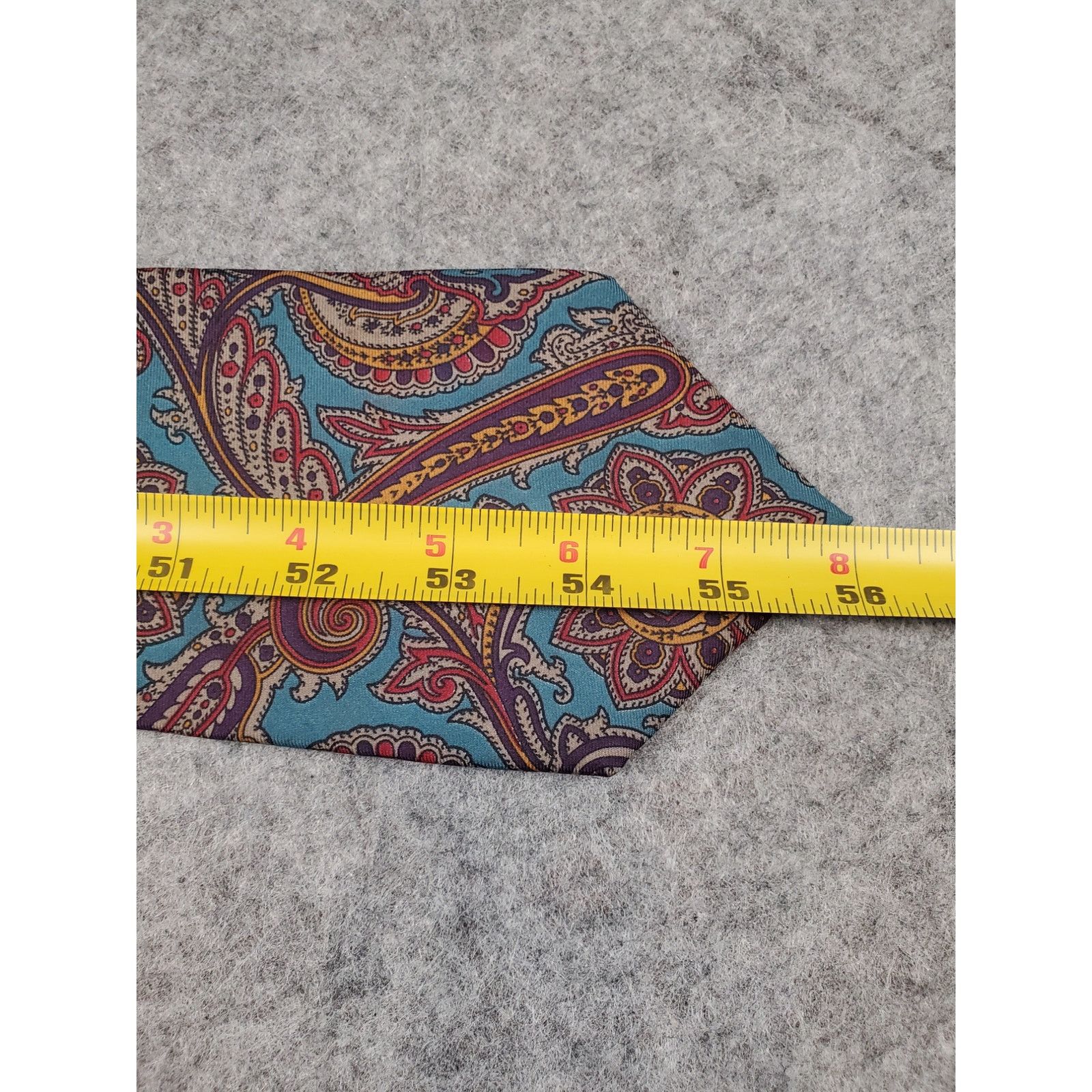 Other Vintage Men's Claybrooke Silk Teal Paisley Necktie Size ONE SIZE - 7 Thumbnail