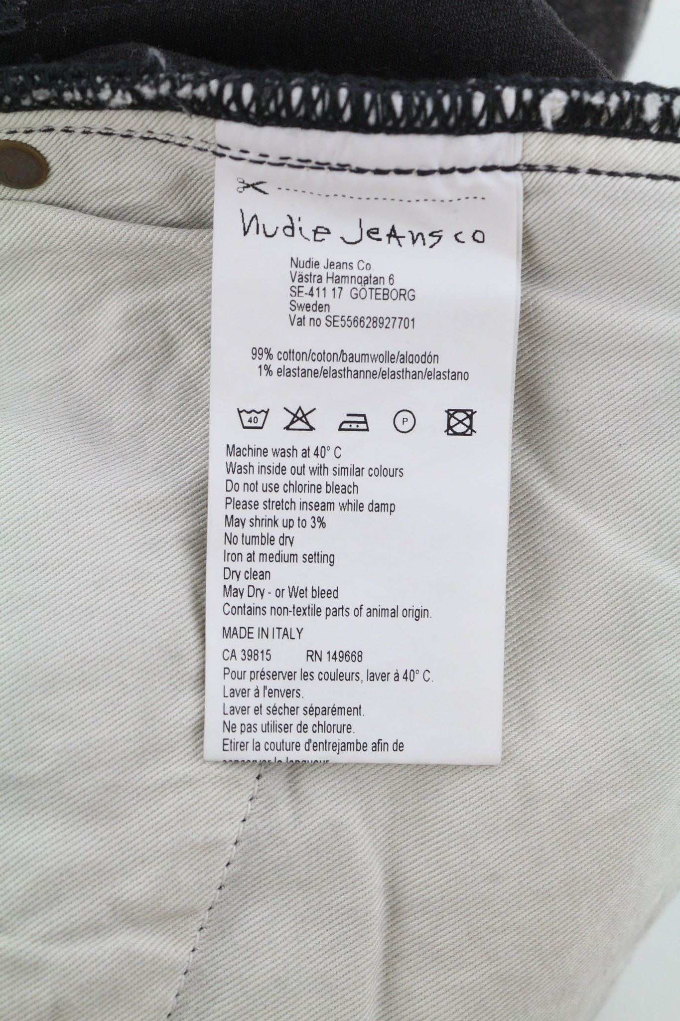 Nudie Jeans PIPE LED W28/L32 Grey Marble Organic Jeans 81636 Size US 28 / EU 44 - 7 Thumbnail