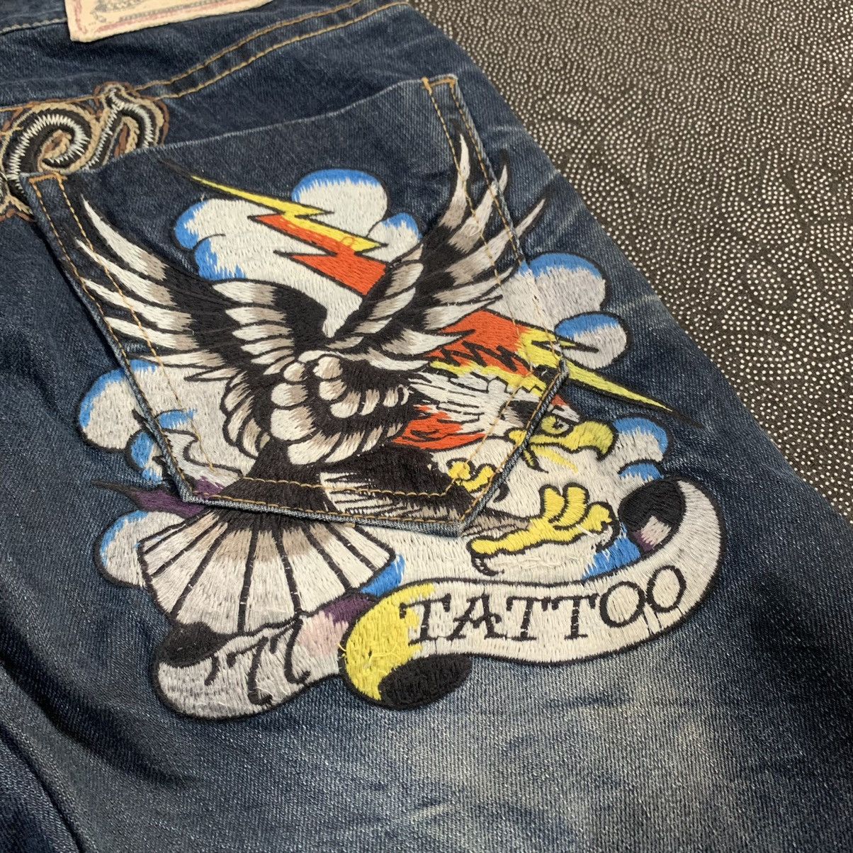 Ed Hardy Vintage Y2K Redpepper Eagle Thunder Embroidered Jeans Pants Size US 28 / EU 44 - 3 Thumbnail