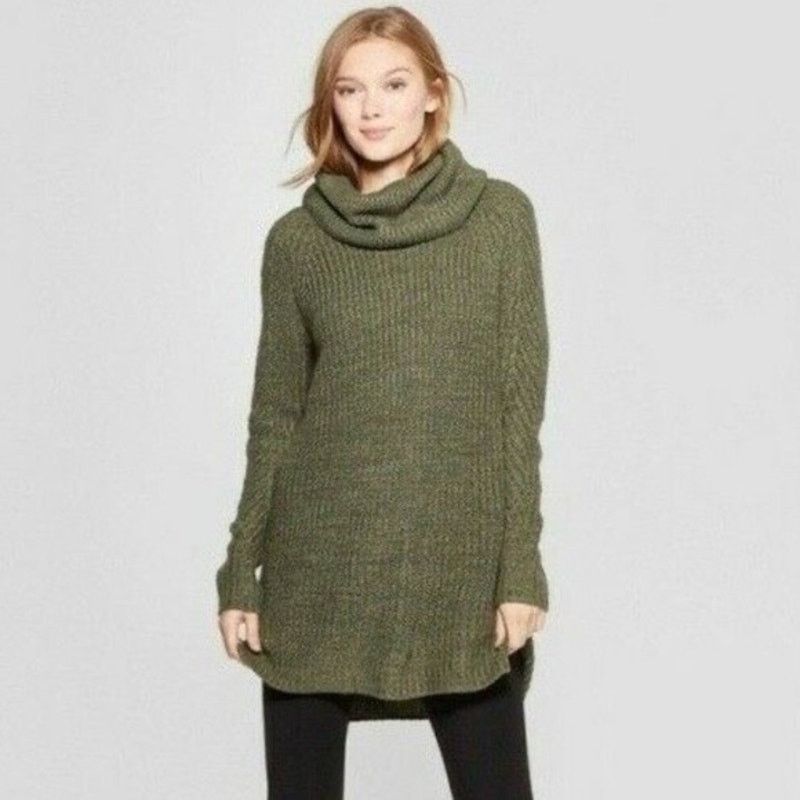 Target Basics A New Day Olive Green Cable Knit Oversize Sweater Size L / US 10 / IT 46 - 9 Thumbnail