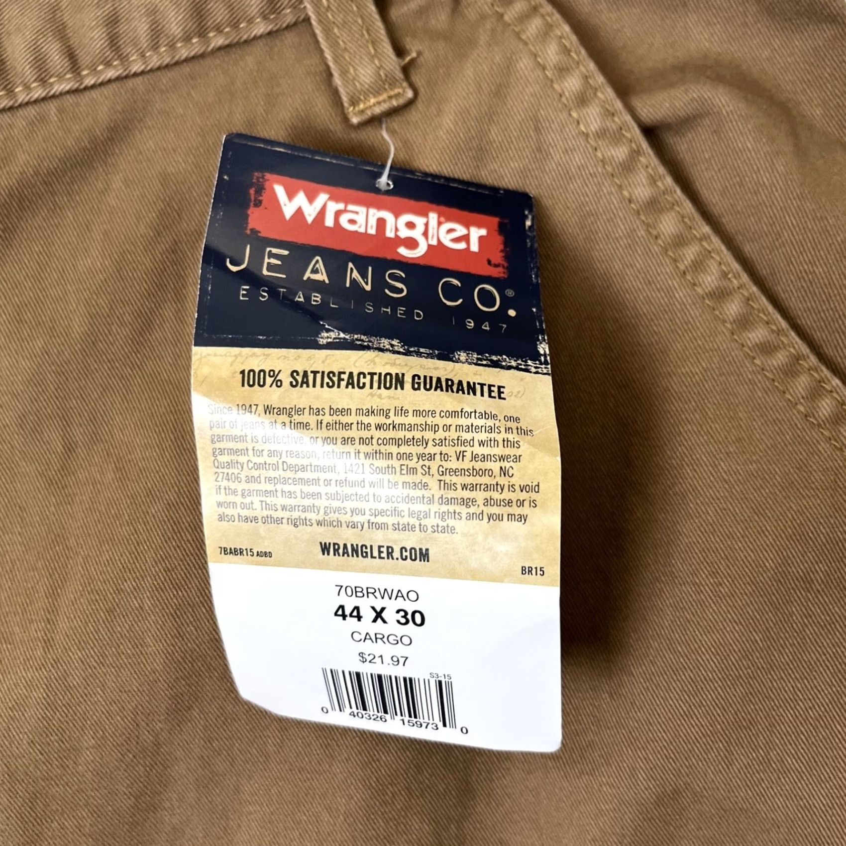 Wrangler Vintage Wrangler Cargo Pants Mens 44x30 Khaki Beige Cargo Pants Mens 44x30 Regular Relaxed Straight Cotton Spandex Canvas Workwear Casual Size US 44 / EU 60 - 2 Thumbnail