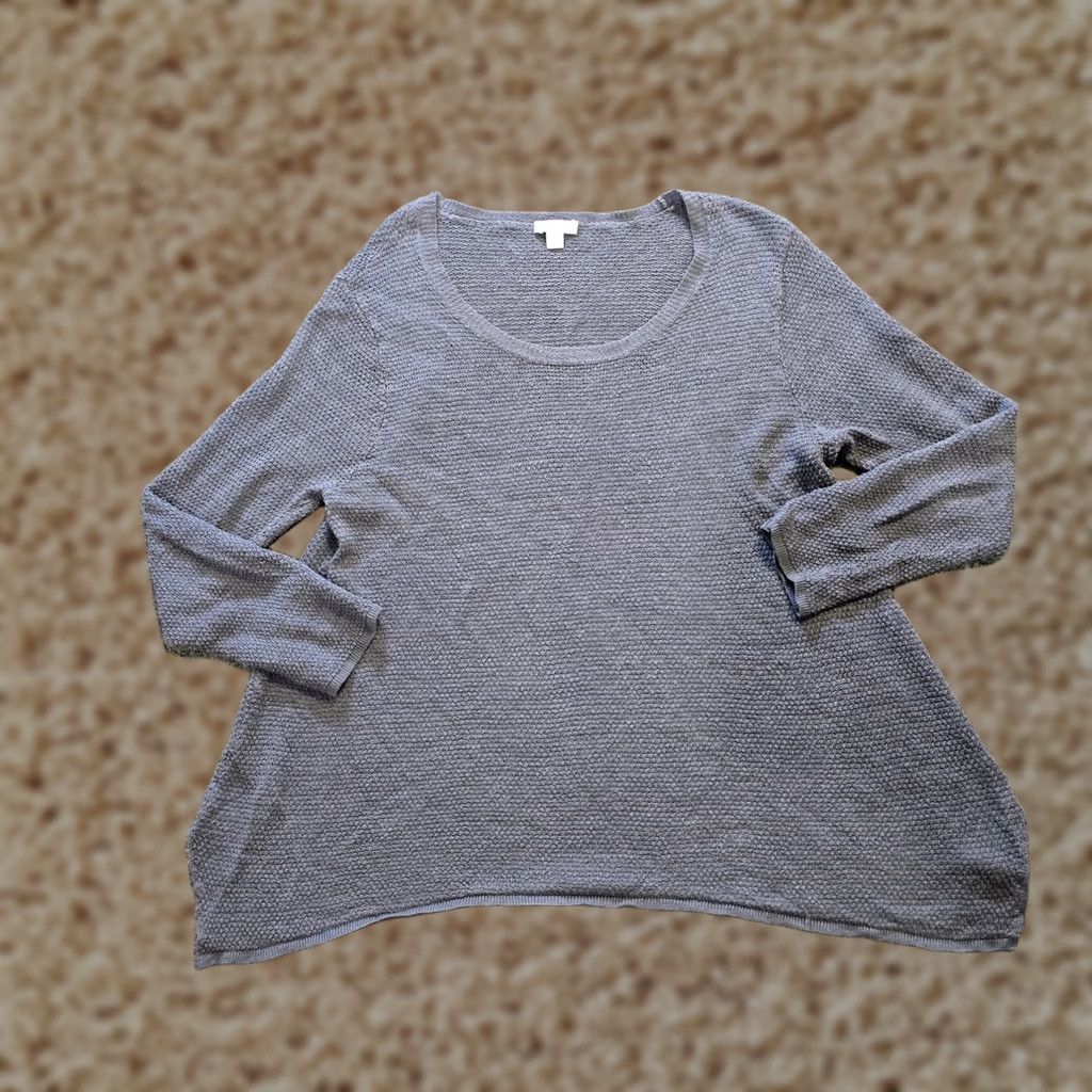 J. Jill J Jill Sweater Womens Size XL Gray Linen Blend Knit Textured Waffle Knit Casual Shirt Size XL / US 12-14 / IT 48-50 - 1 Thumbnail