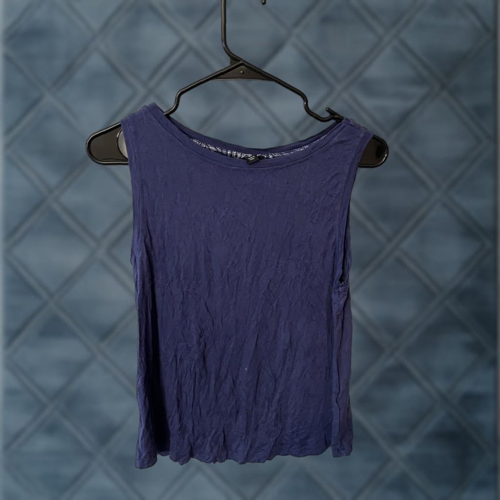 Vintage Tahari T-Shirt Womens Size S Sleeveless Blue Stretch Solid Knit Polyester Spandex Regular Size S / US 4 / IT 40 - 1 Thumbnail