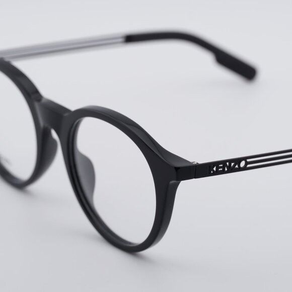 Kenzo Kenzo KZ50015U 001 Eyeglasses Shiny Black 51mm Round Frame Size ONE SIZE - 8 Thumbnail
