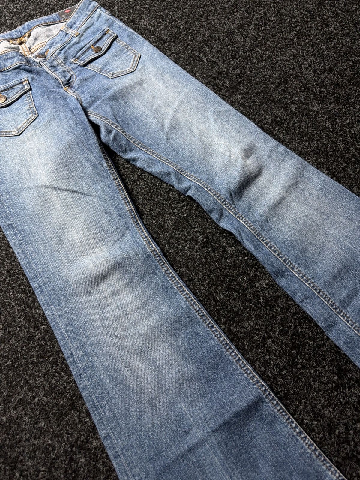 Le Grande Bleu (L.G.B.) Retro 00s Opium Lee Cooper Y2K Low Rise Flared Bootcut Jeans Size 25" / US 0 / IT 36 - 7 Thumbnail