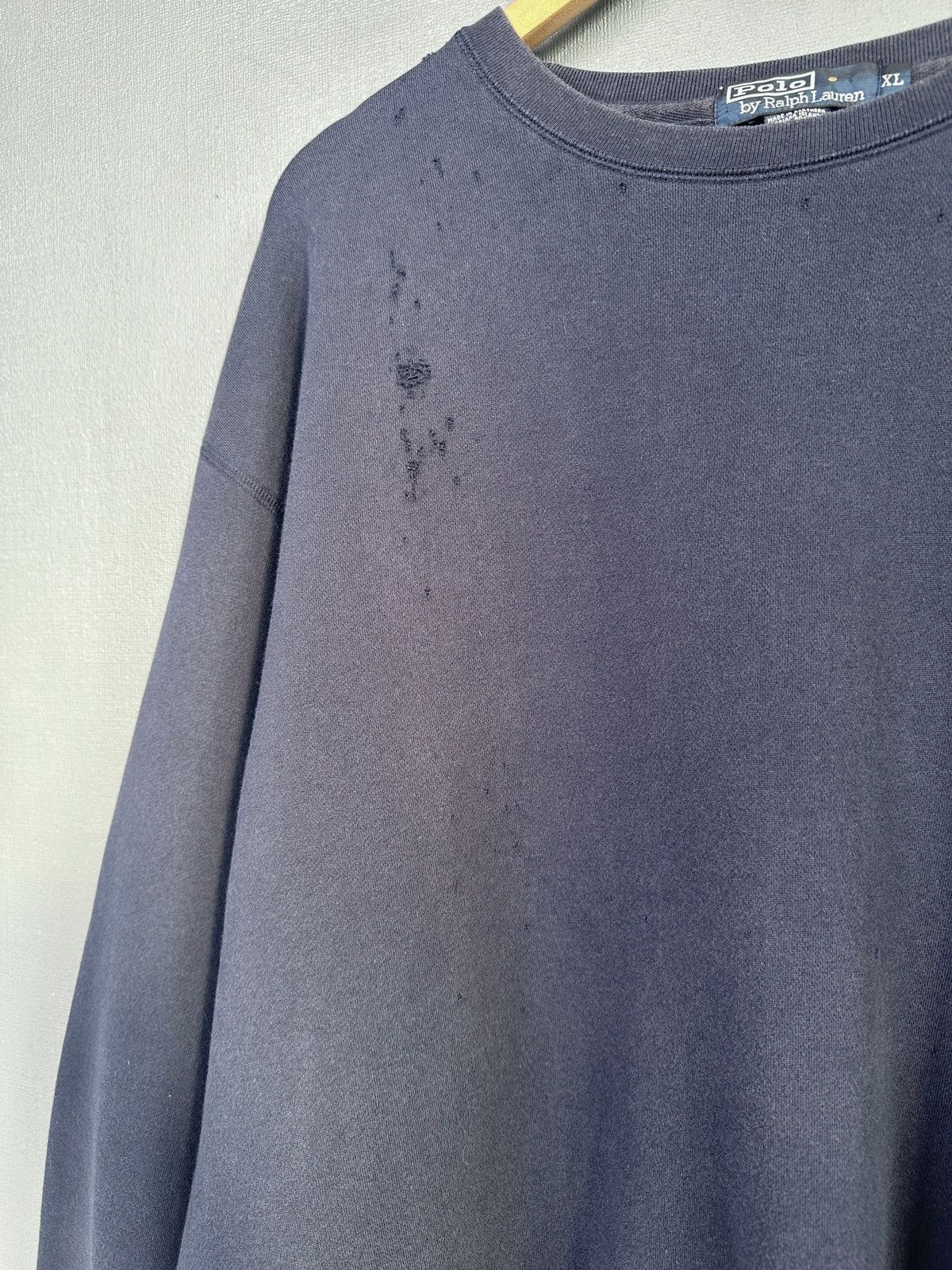 Polo Ralph Lauren 90s POLO RALPH LAUREN Distressed Sweatshirt Navy Blue XL Size US XL / EU 56 / 4 - 5 Thumbnail