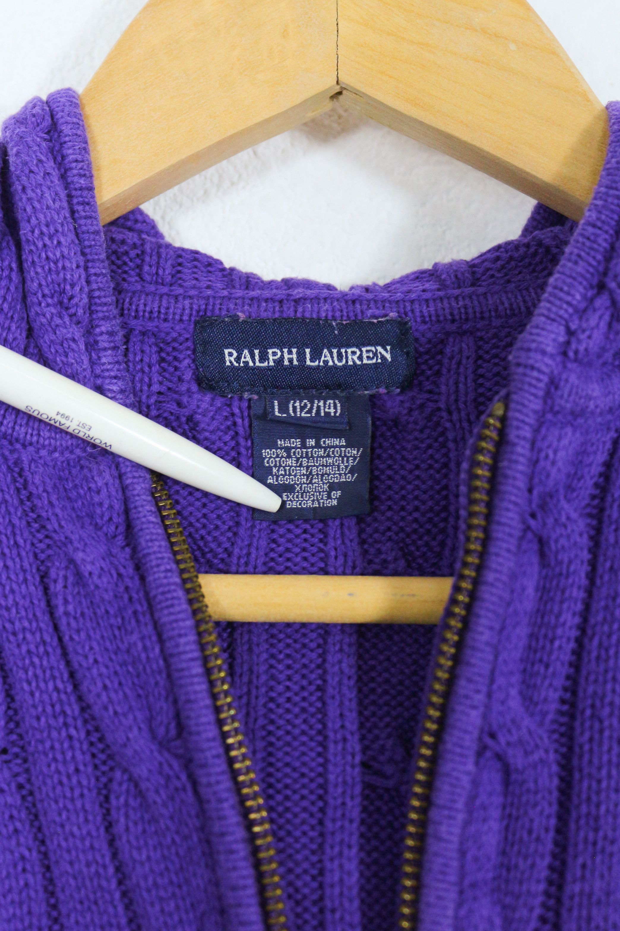 Polo Ralph Lauren Polo Ralph Lauren Pony Logo Cable Knit Hoodie Y2K Style Size S / US 4 / IT 40 - 3 Thumbnail